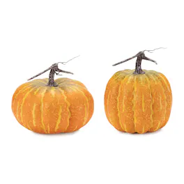 BreeBe - Foam Pumpkin Decor (Set of 2) - Orange, Green