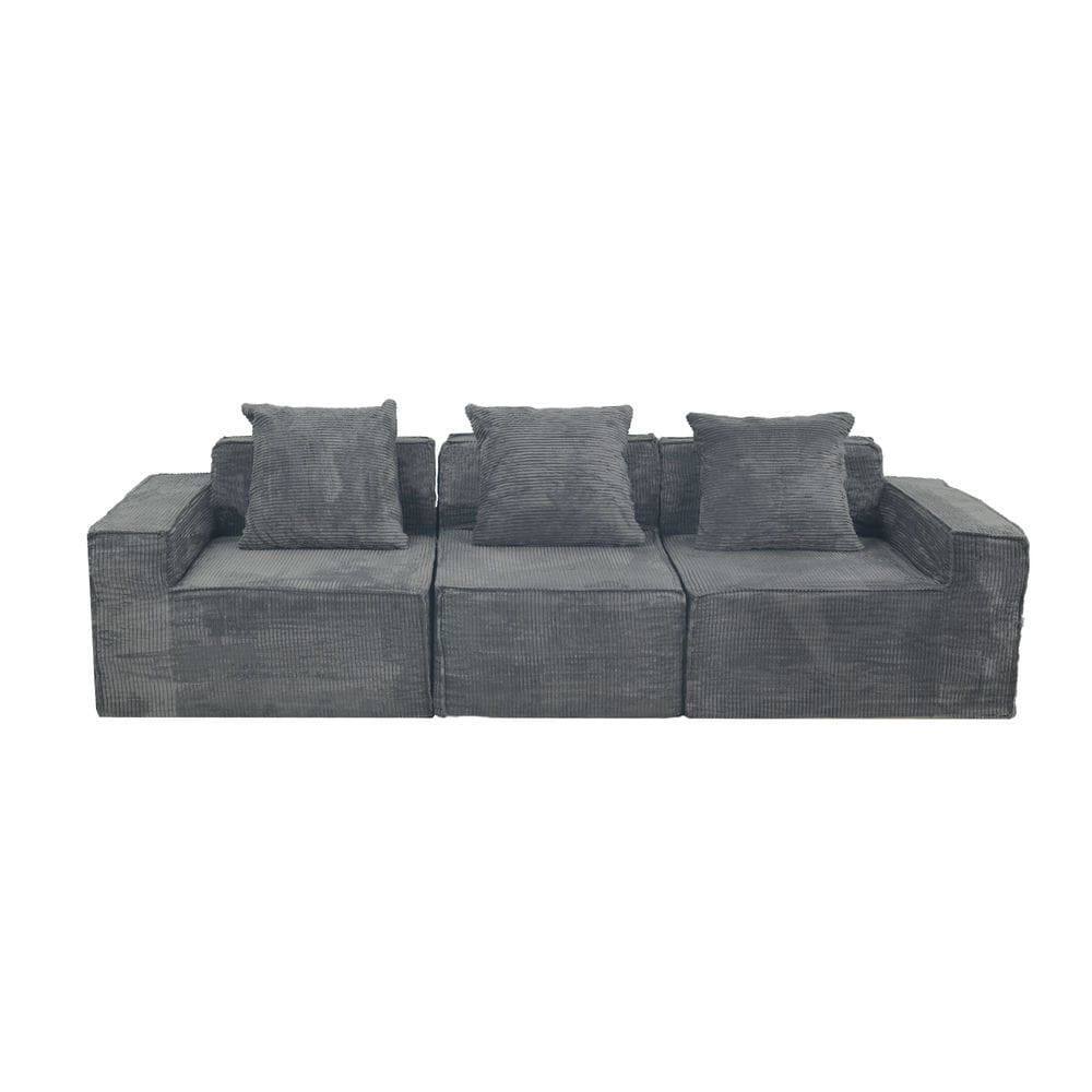 Alt View 1. Kadyn - Convertible Floor Sofa Bed, Chenille Futon Design with Pillow Back Support and Armrests, Dark Grey - Gray.