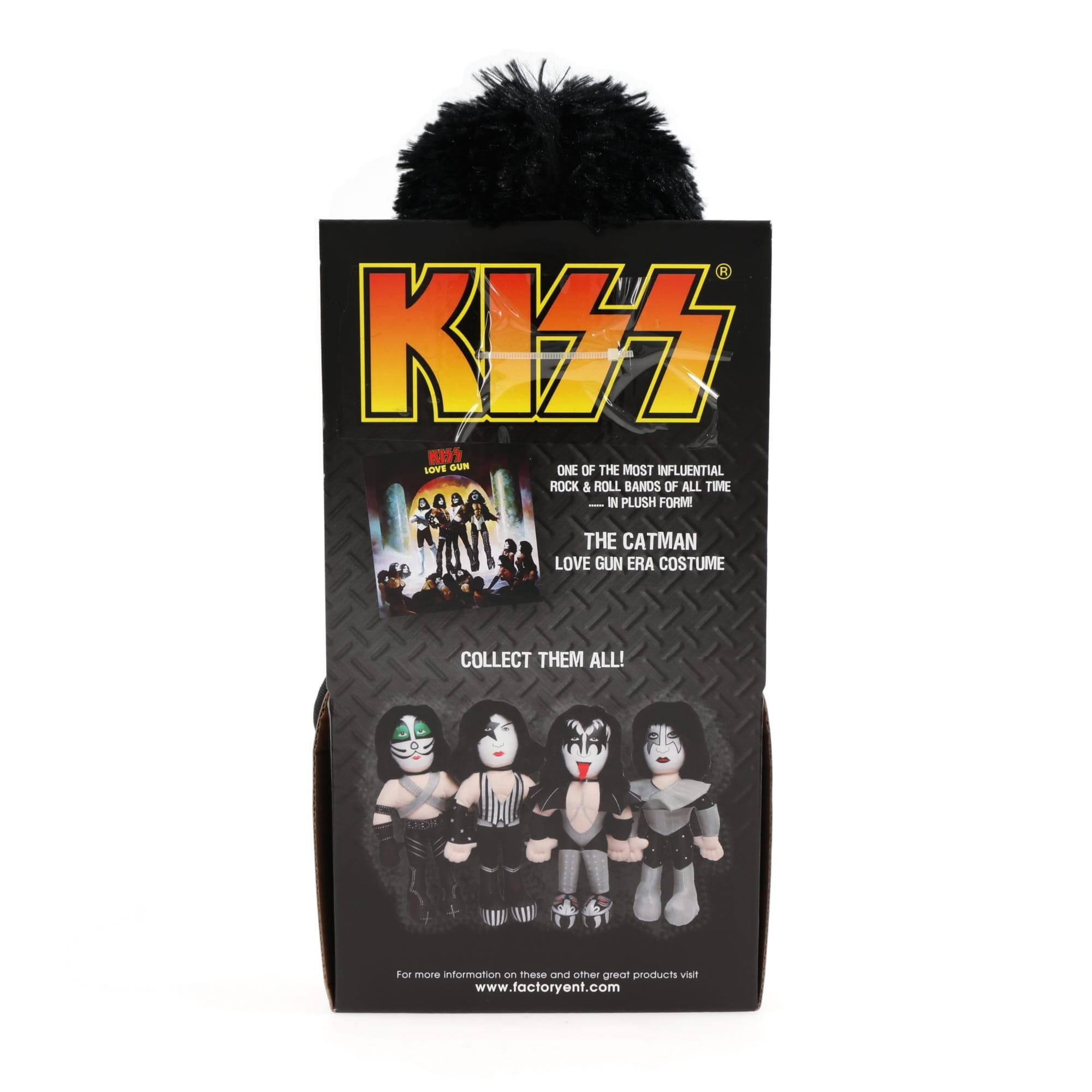 KISS  
One of the most influential rock & roll bands of all time in plush form!  
The Catman Love Gun era costume  
Love Gun era costume  
Collect them all!  
For more information on these and other great products visit www.factoryent.com