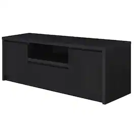 FurniFact - 2-Door TV Stand Media Console with Contemporary Style and Engineered Wood - Black