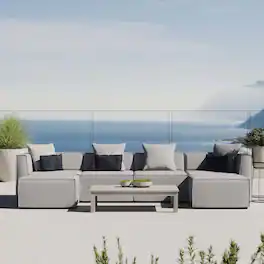 Saybrook 6-Piece Outdoor Patio Upholstered Sectional Sofa by Modway - Gray