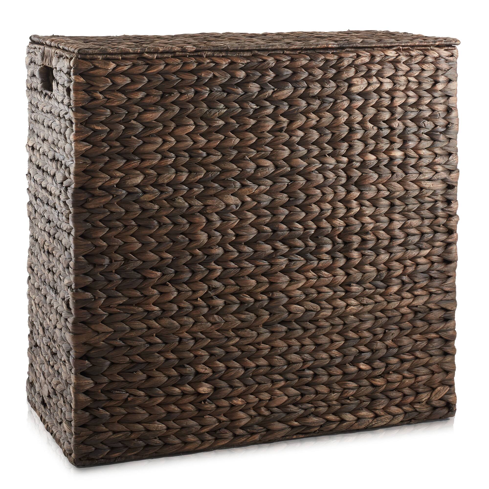 Alt View 3. Casafield - 2-Section Laundry Hamper Basket with Removable Liner Bags for Clothes - Espresso.