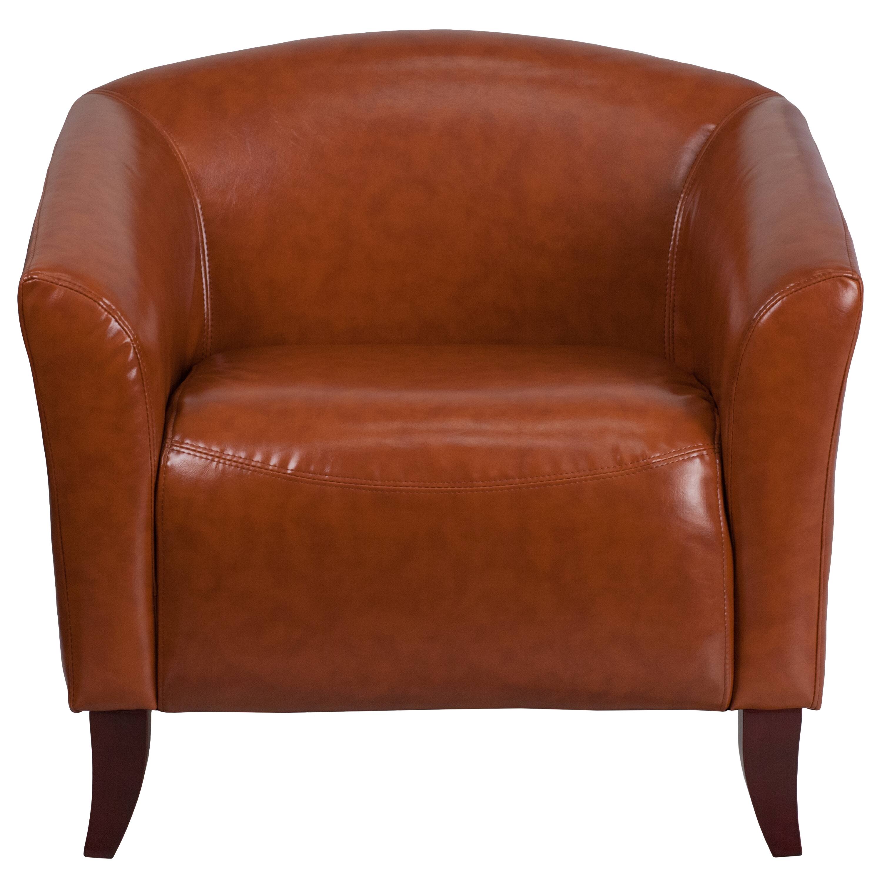 Alt View 7. Emma + Oliver - LeatherSoft Living Room/Reception Chair with Cherry Wood Feet - Cognac.