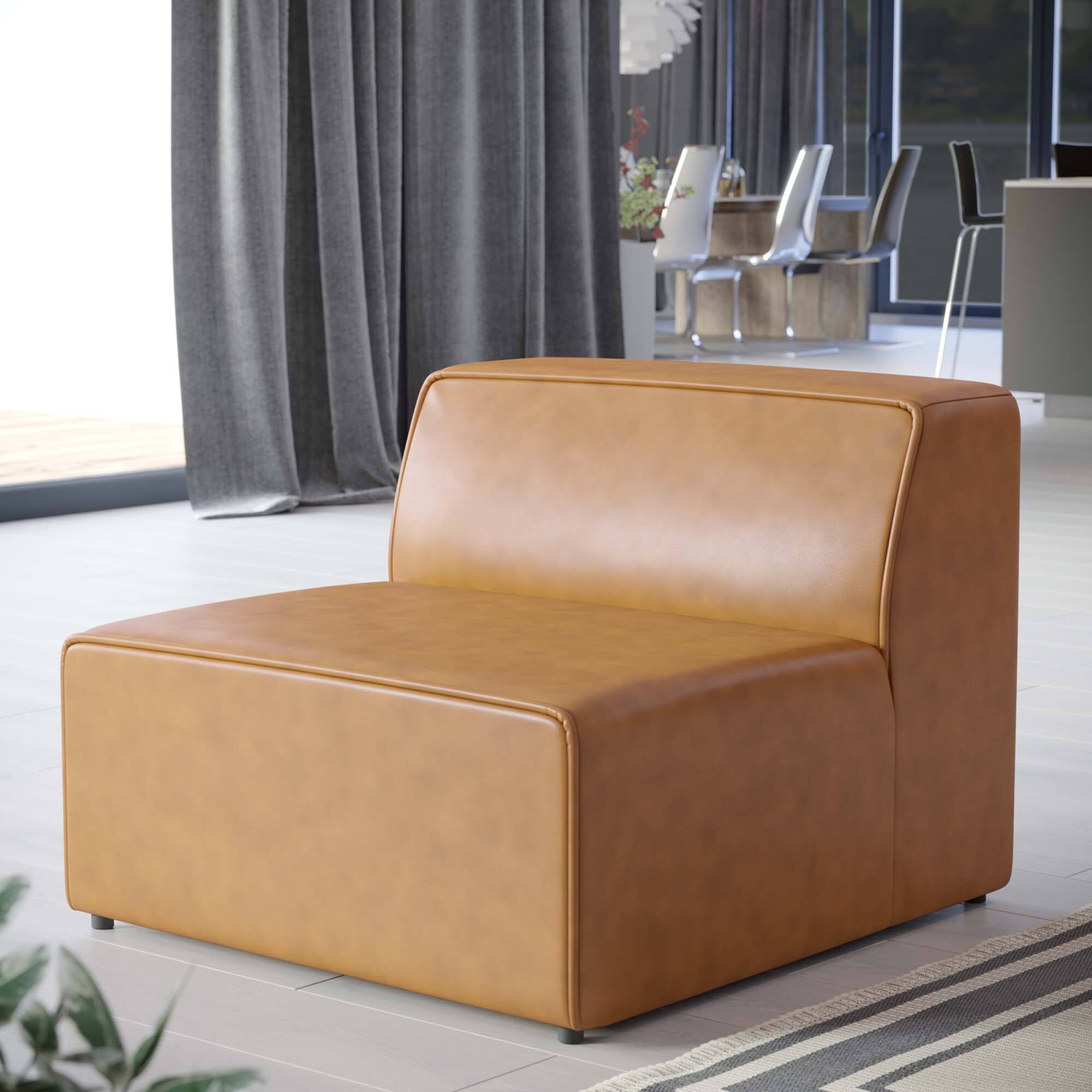 Alt View 5. Modway - Mingle Vegan Leather Armless Chair by Modway - Tan.