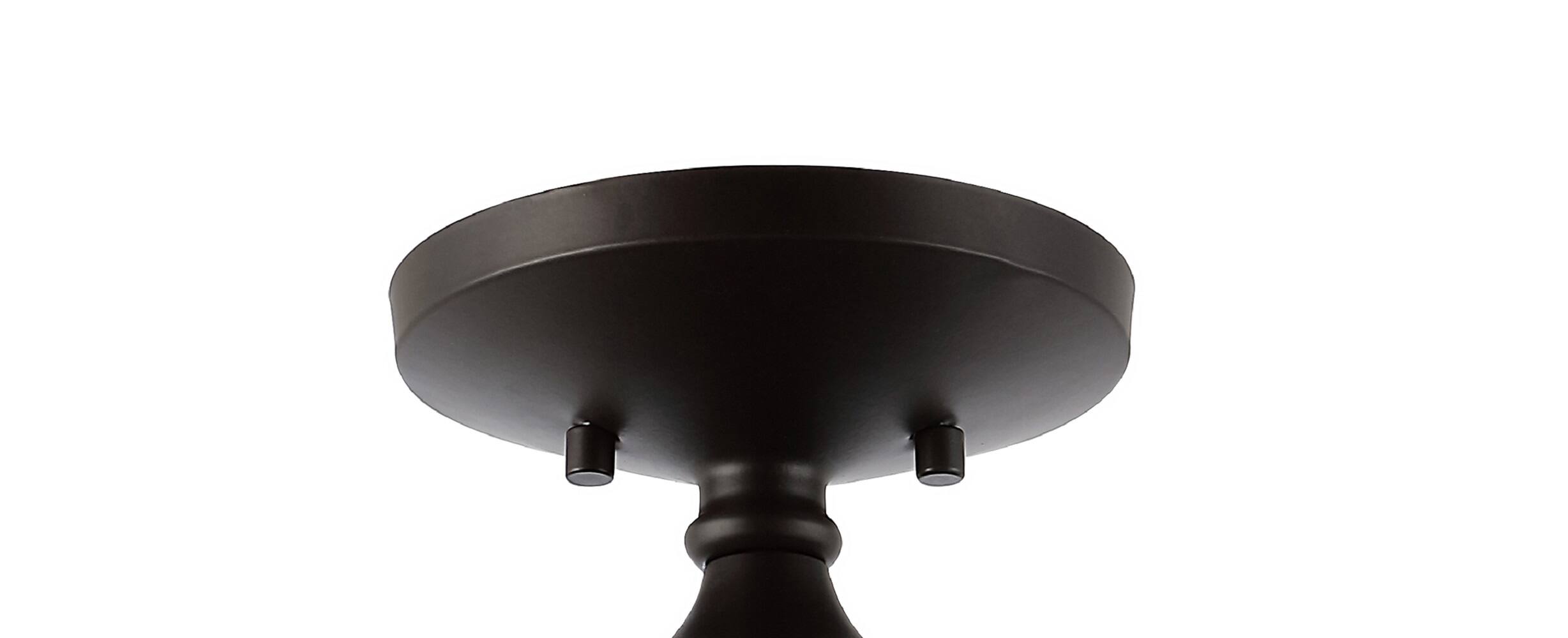 Alt View 4. Jonathan Y - Marfa 14" 1-Light Modern Farmhouse Schoolhouse Frosted Glass/Metal LED Semi Flush Mount, Oil Rubbed Bronze - Oil Rubbed Bronze.