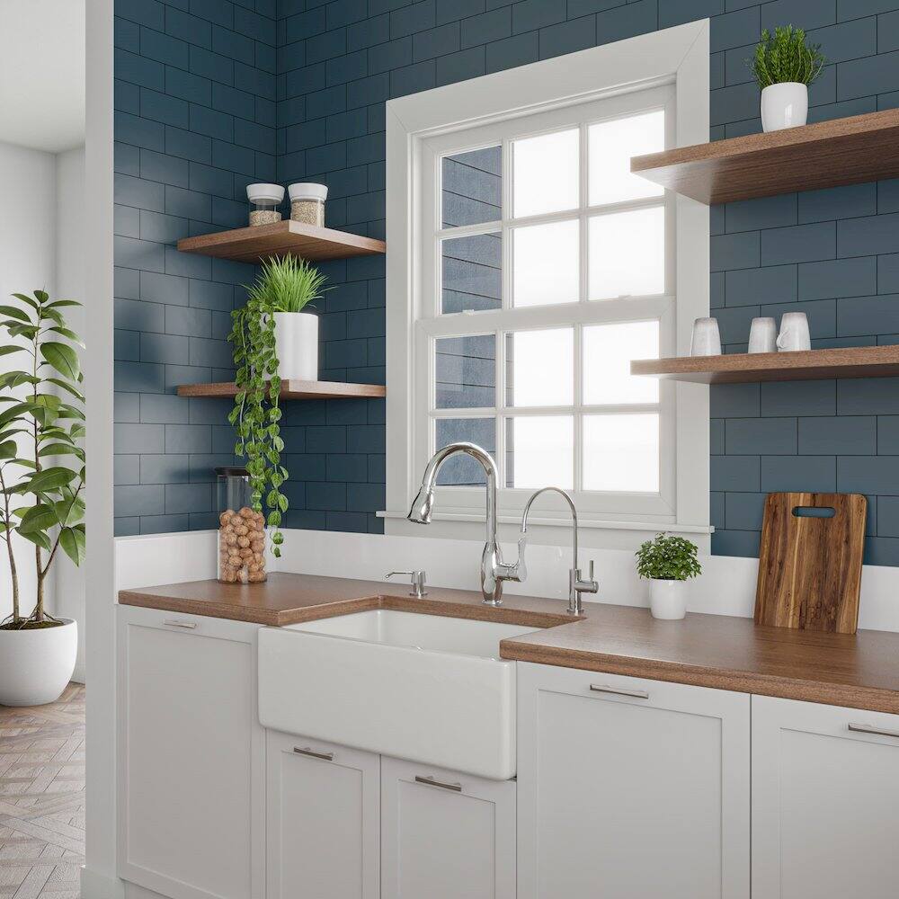 Alt View 3. Alfi - ALFI brand 30 inch White Reversible Smooth / Fluted Single Bowl Fireclay Farm Sink - White.