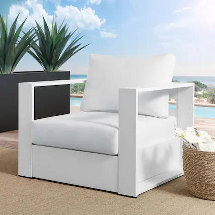 Front. Modway - Tahoe Outdoor Patio Powder-Coated Aluminum Armchair by Modway - White White.