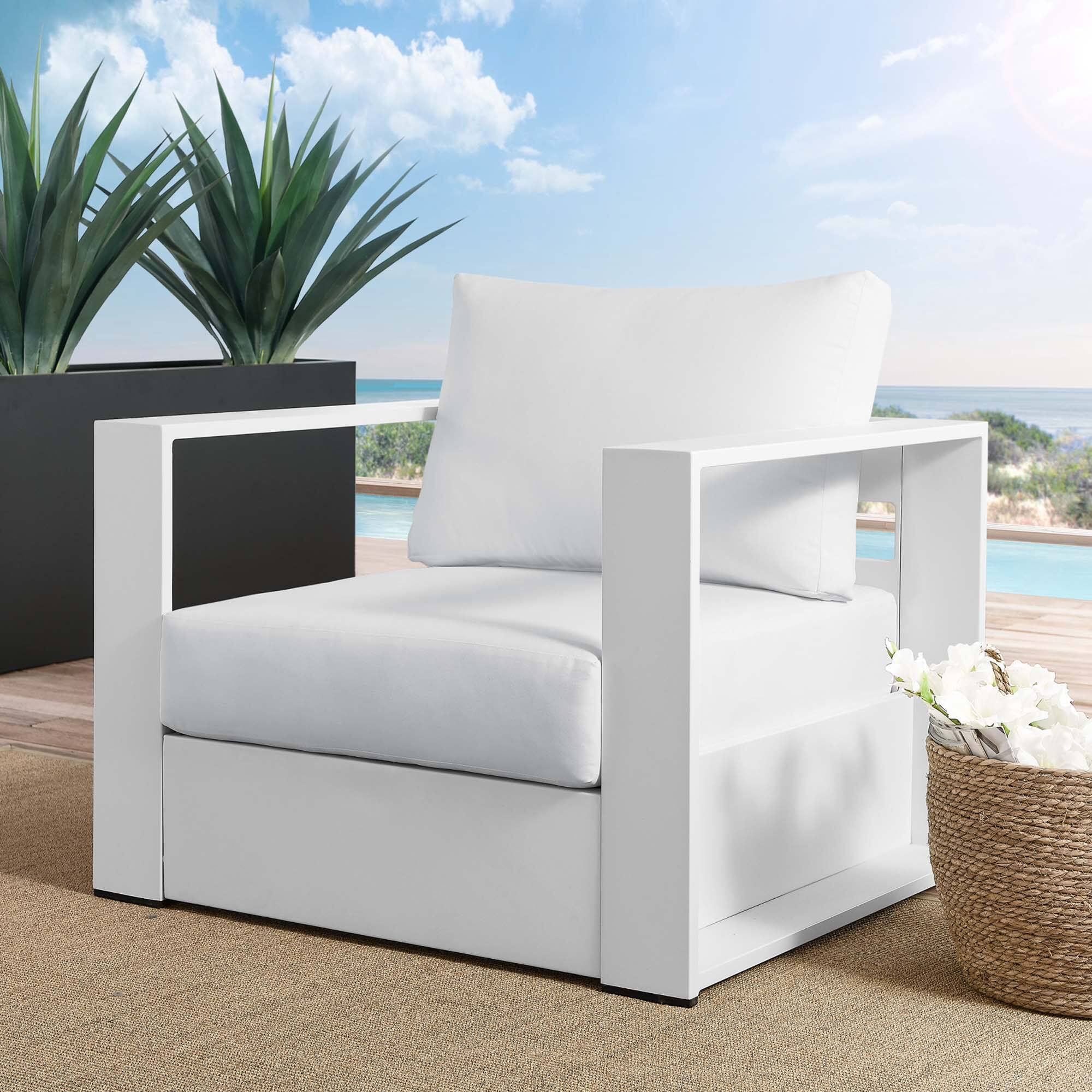 Front. Modway - Tahoe Outdoor Patio Powder-Coated Aluminum Armchair by Modway - White White.