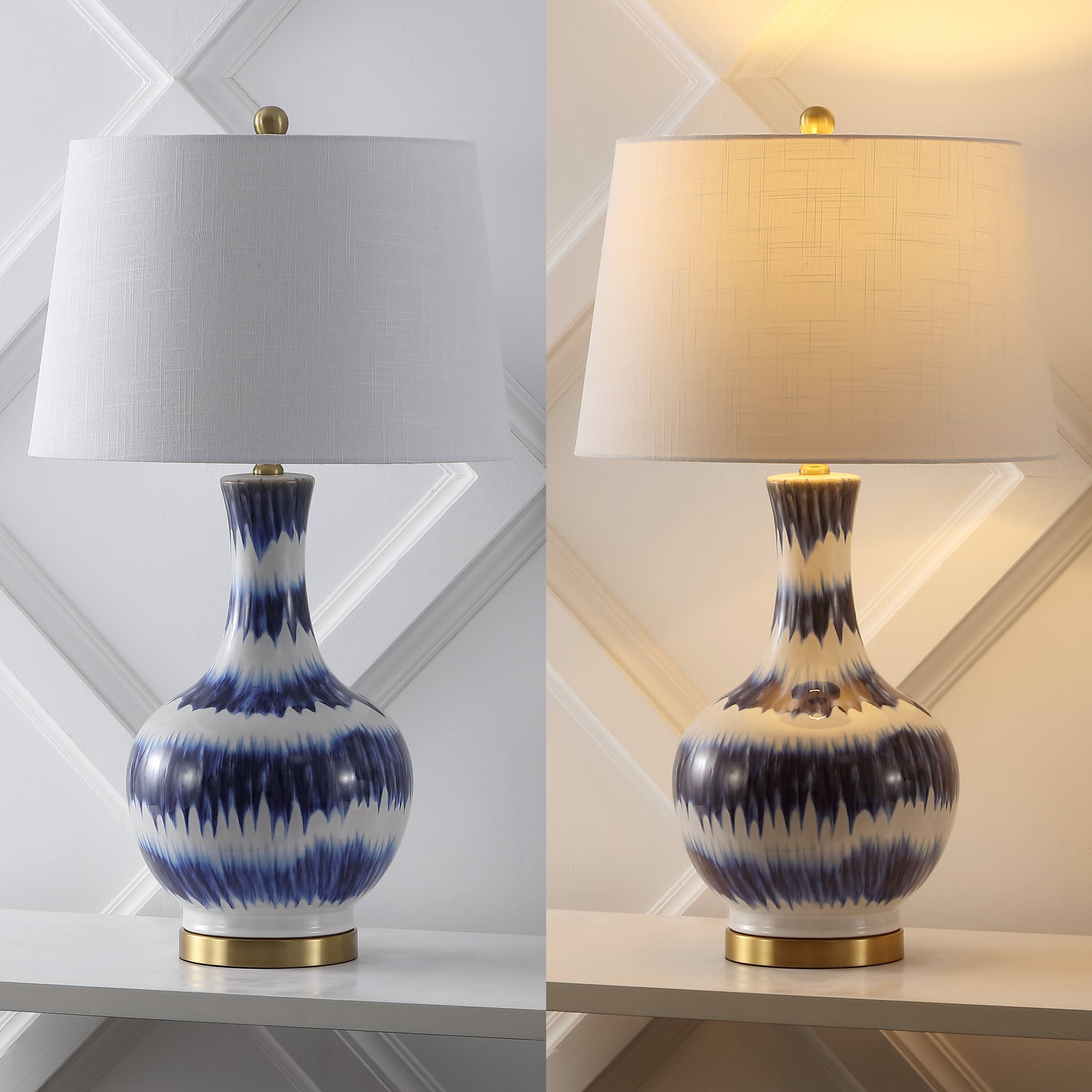 Alt View 3. Jonathan Y - Tucker 30.5" Ceramic/Metal LED Table Lamp, Blue/White - Blue/White.