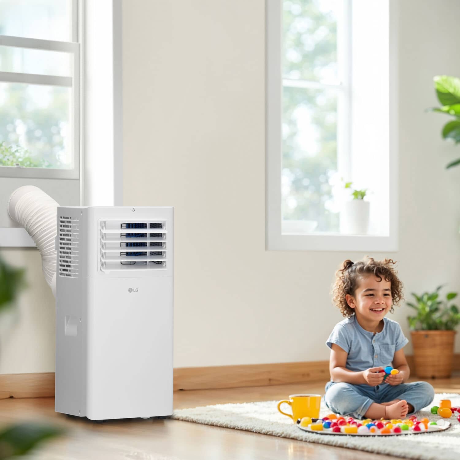 Angle. LG - 300 Sq. Ft. Smart Portable Air Conditioner 7,300 BTU - White.