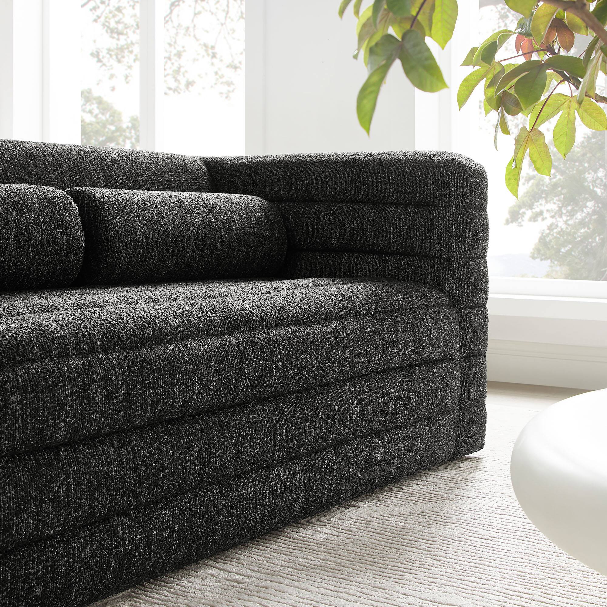 Alt View 8. Modway - Relle Channel Tufted Boucle Upholstered Loveseat by Modway - Charcoal.
