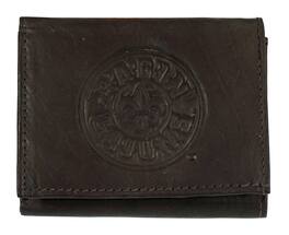 Rico Industries - Louisiana Lafayette Ragin Cajuns Embossed Trifold Wallet - Soft Dark Brown Leather - with Worn Distressed Look - Multi