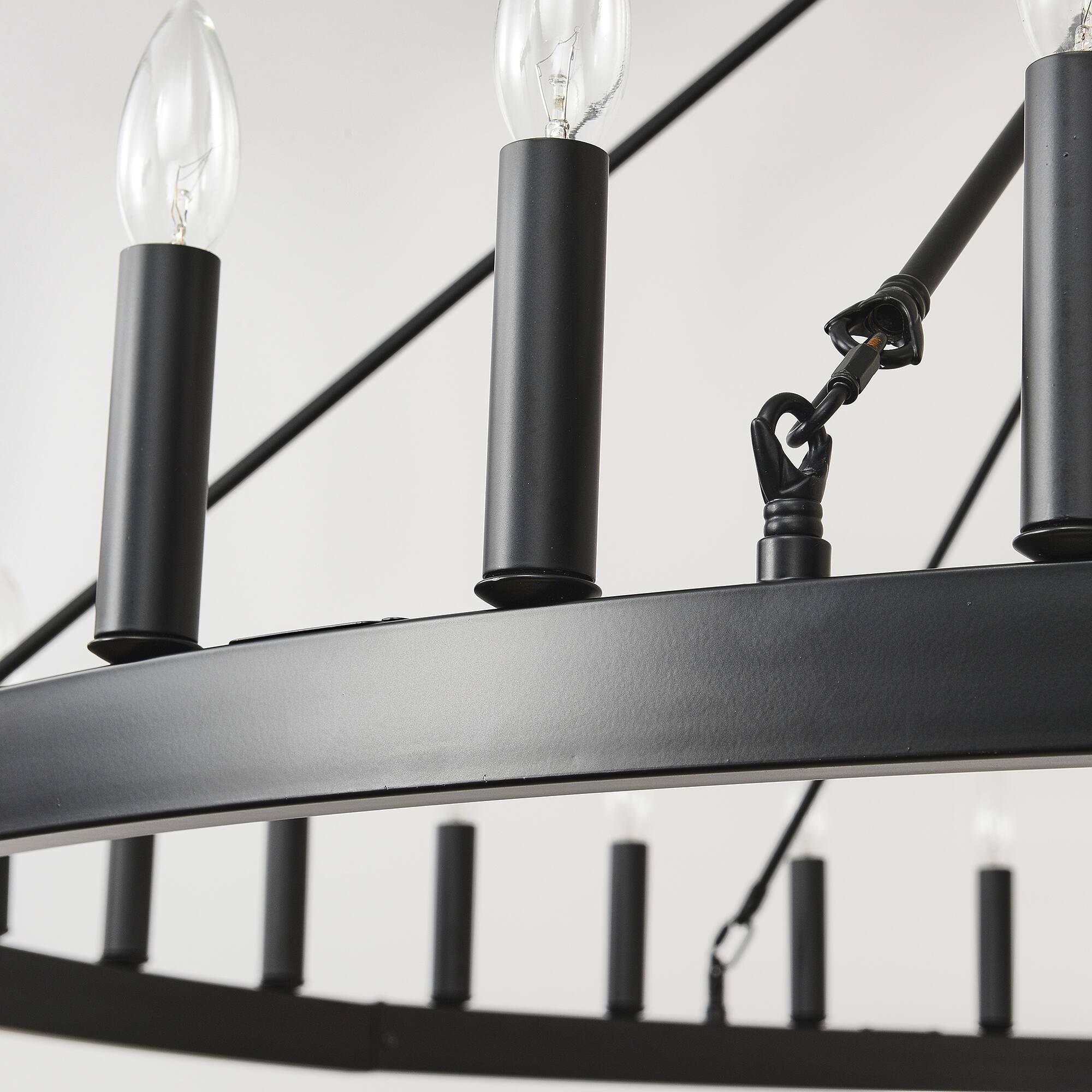Alt View 2. Boyel Living - 59.1 Inch 36 Light Extra Large Wagon Wheel Chandelier Black Farmhouse Round Wheel Chandelier Light Fixtures Wagon Wheel.