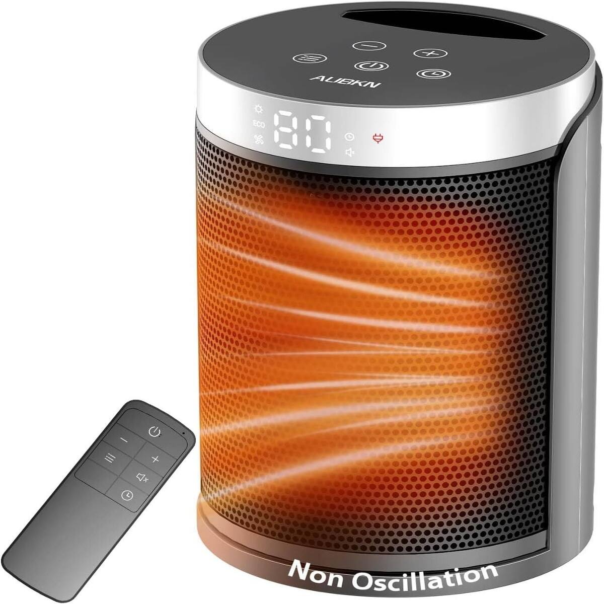 Loheer - Portable Electric Space Heater, 1500W PTC Ceramic Heater with Thermostat and Remote for Indoor Use