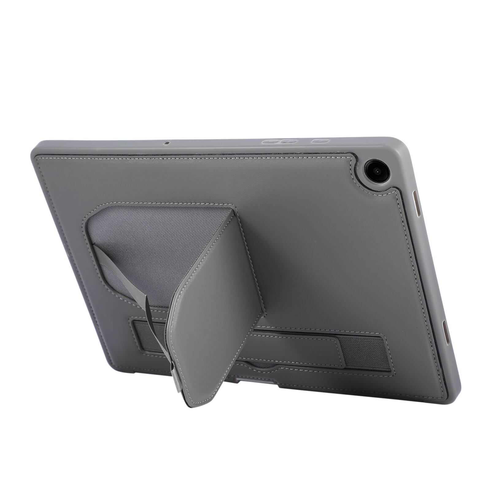 Left. Dteck - Shockproof Case for Samsung Galaxy Tab A11+ with Hand Strap and Foldable Kickstand, PU Leather TPU Protective Cover - Gary.
