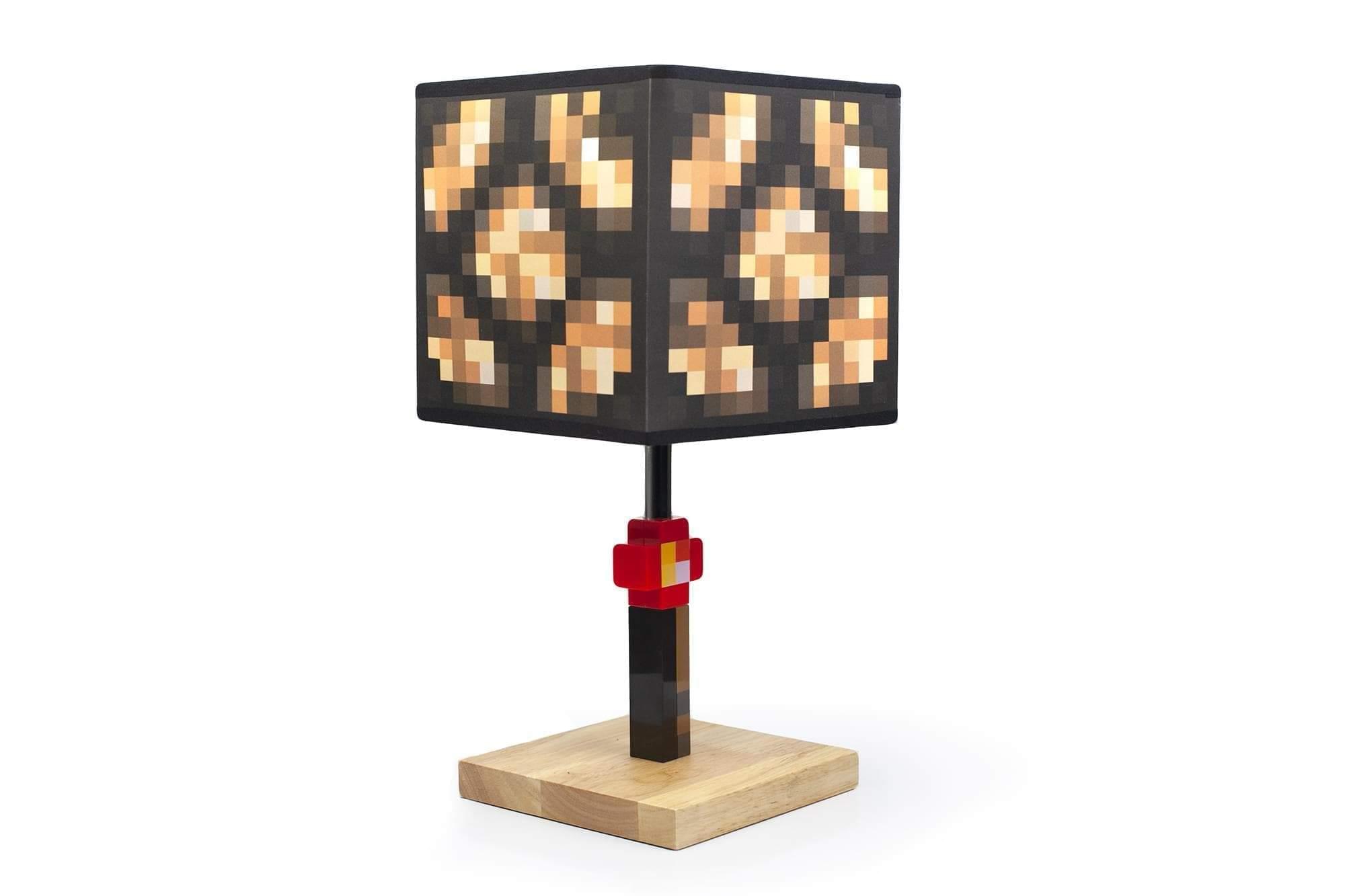 Front. Ukonic - Minecraft Glowstone 14 Inch Corded Desk LED Bedside Night Light Lamp for Gamers - Brown.