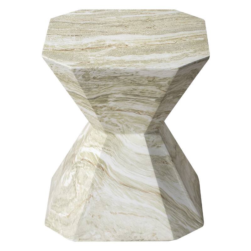 Alt View 2. LeisureMod - Azure Modern Round Fiberstone Side Table, Indoor/Outdoor Weather Resistant Accent Table - No Assembly - Marble Green.