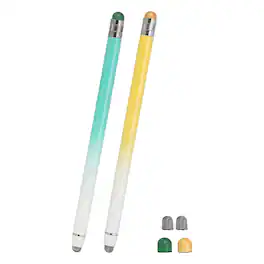 Unique Bargains - 2pcs Stylus Pens for Touch Screens, 2 in 1 High Sensitivity Universal Pen Capacitive Stylus for Touch Screen Devices - Green Yellow