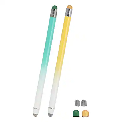 Front. Unique Bargains - 2pcs Stylus Pens for Touch Screens, 2 in 1 High Sensitivity Universal Pen Capacitive Stylus for Touch Screen Devices - Green Yellow.