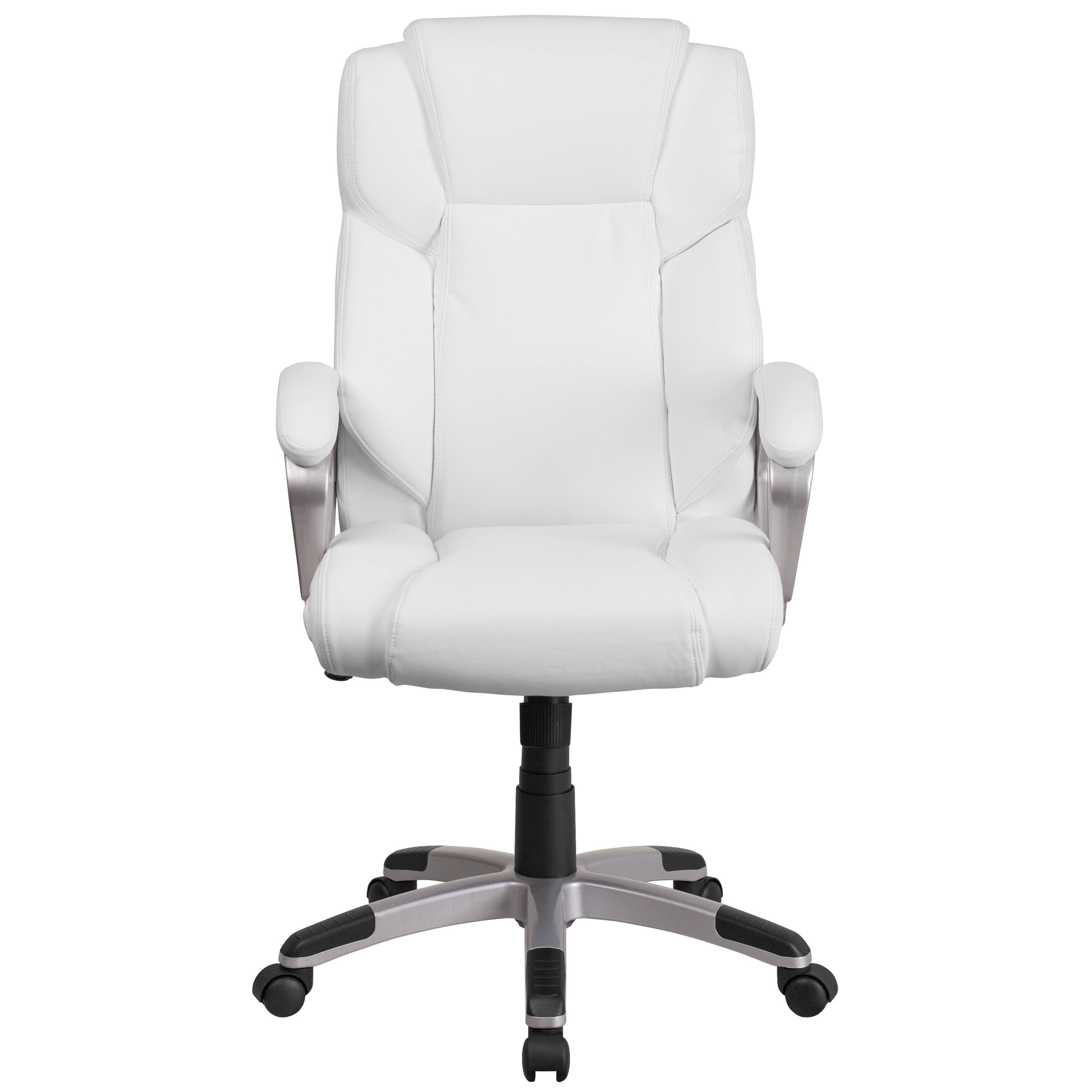 Alt View 7. Emma + Oliver - Mid-Back Faux Leather Executive Swivel Office Chair with Padded Arms - White.