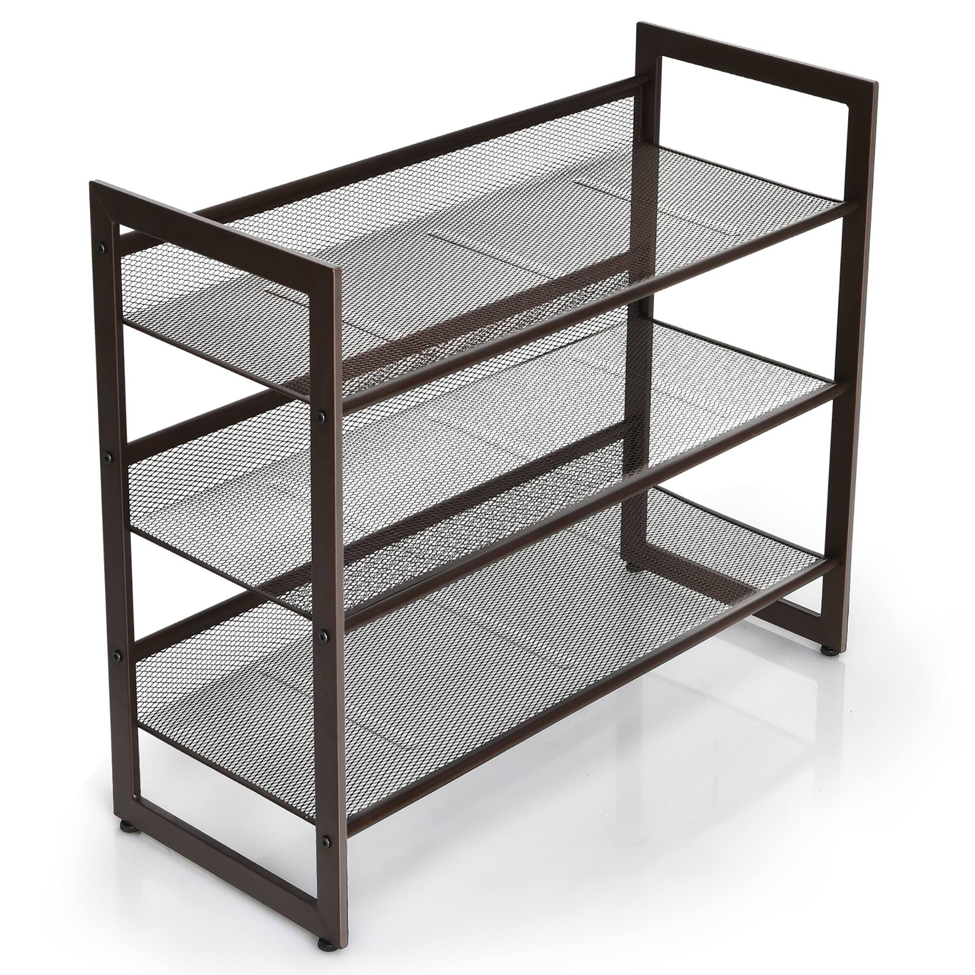 Alt View 20. Costway - 3-Tier Shoe Rack Adjustable to Flat Slant Shoe Organizer Holder Stand - Brown.