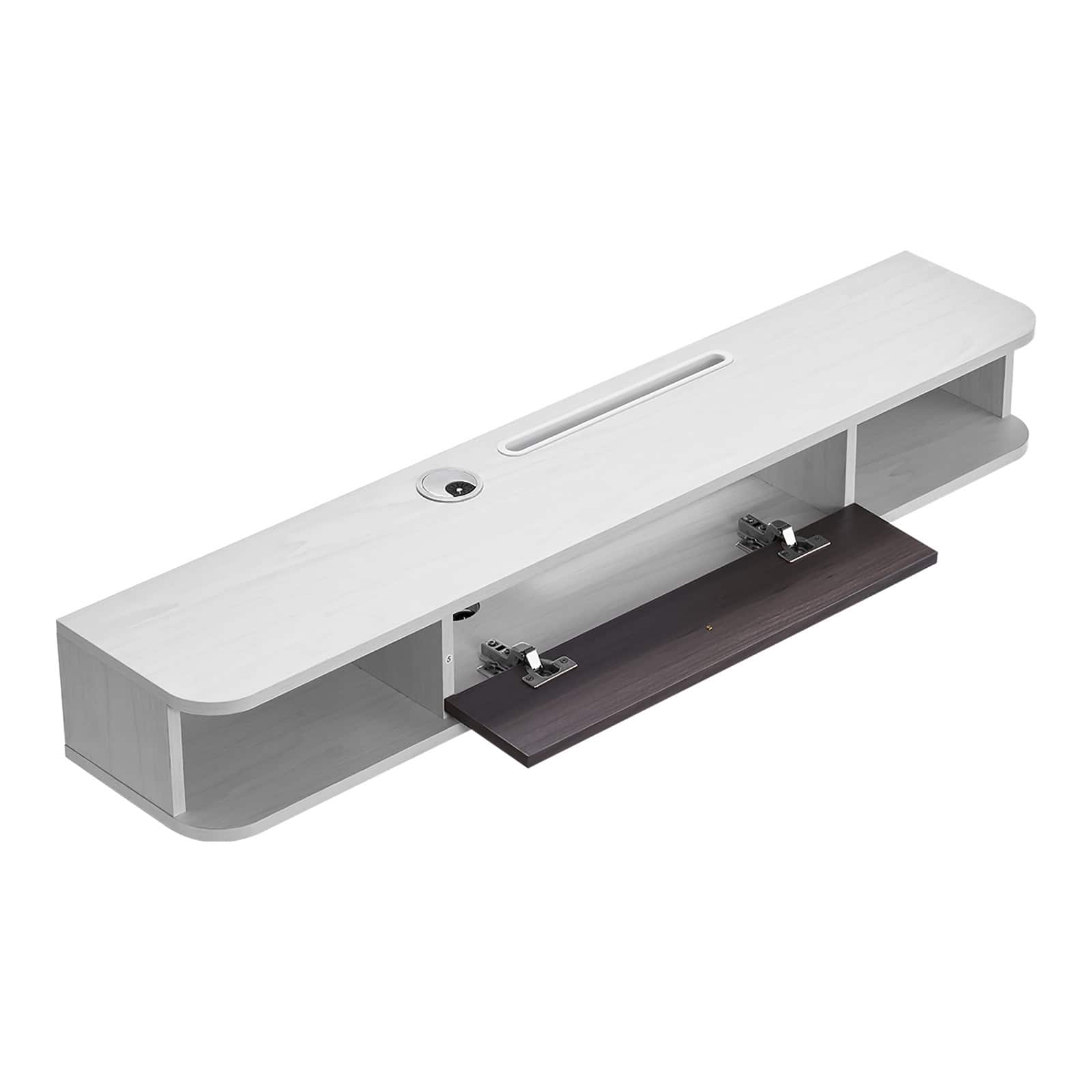 VEVOR - Floating TV Stand, 47 in Wall Mount Entertainment Center with Cable Hole, Modern Floating TV Shelf with Storage Cabinet - White, Wood Color