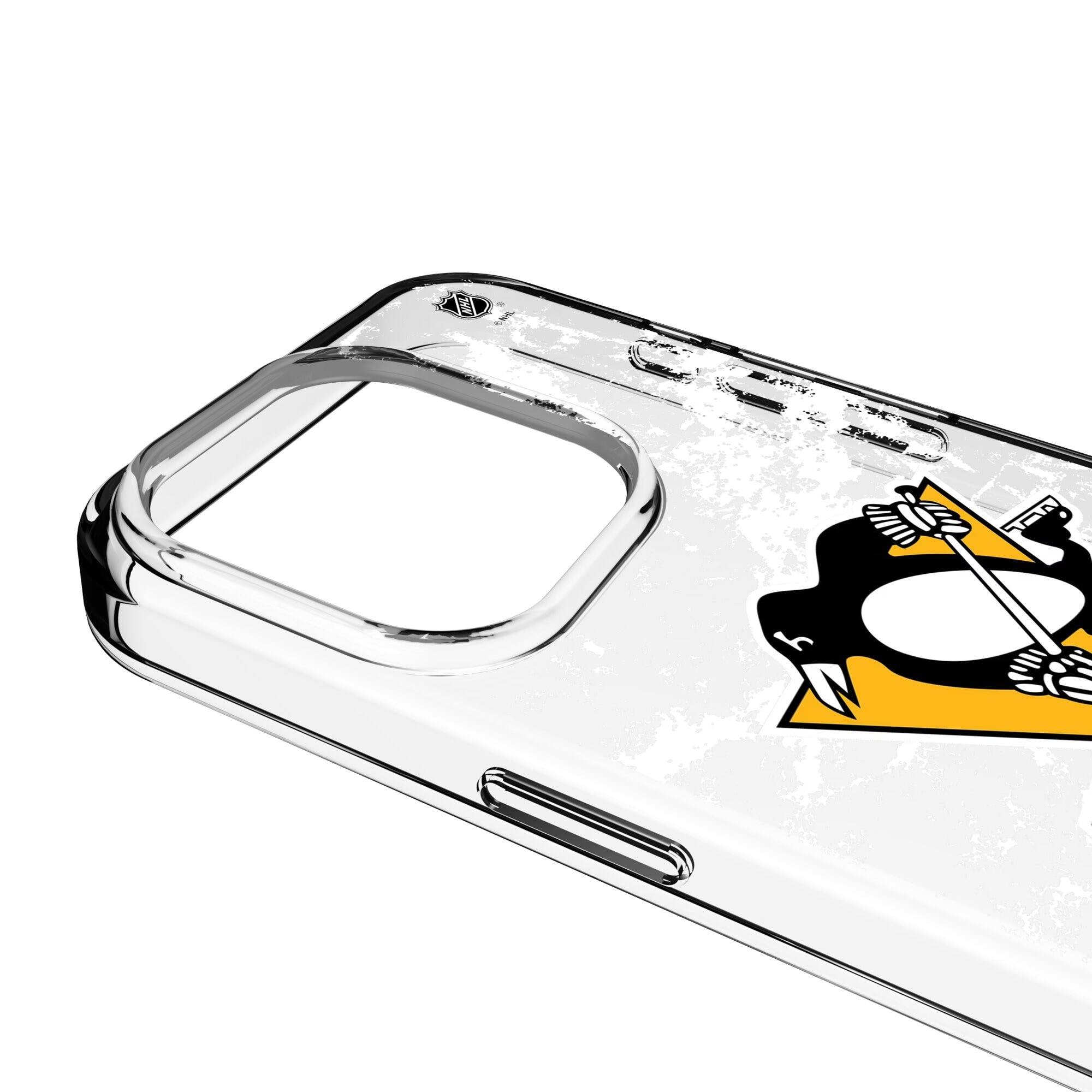 Alt View 2. Keyscaper - Pittsburgh Penguins iPhone Stripe Clear Ice Case - 13 Pro Max - Multicolor.
