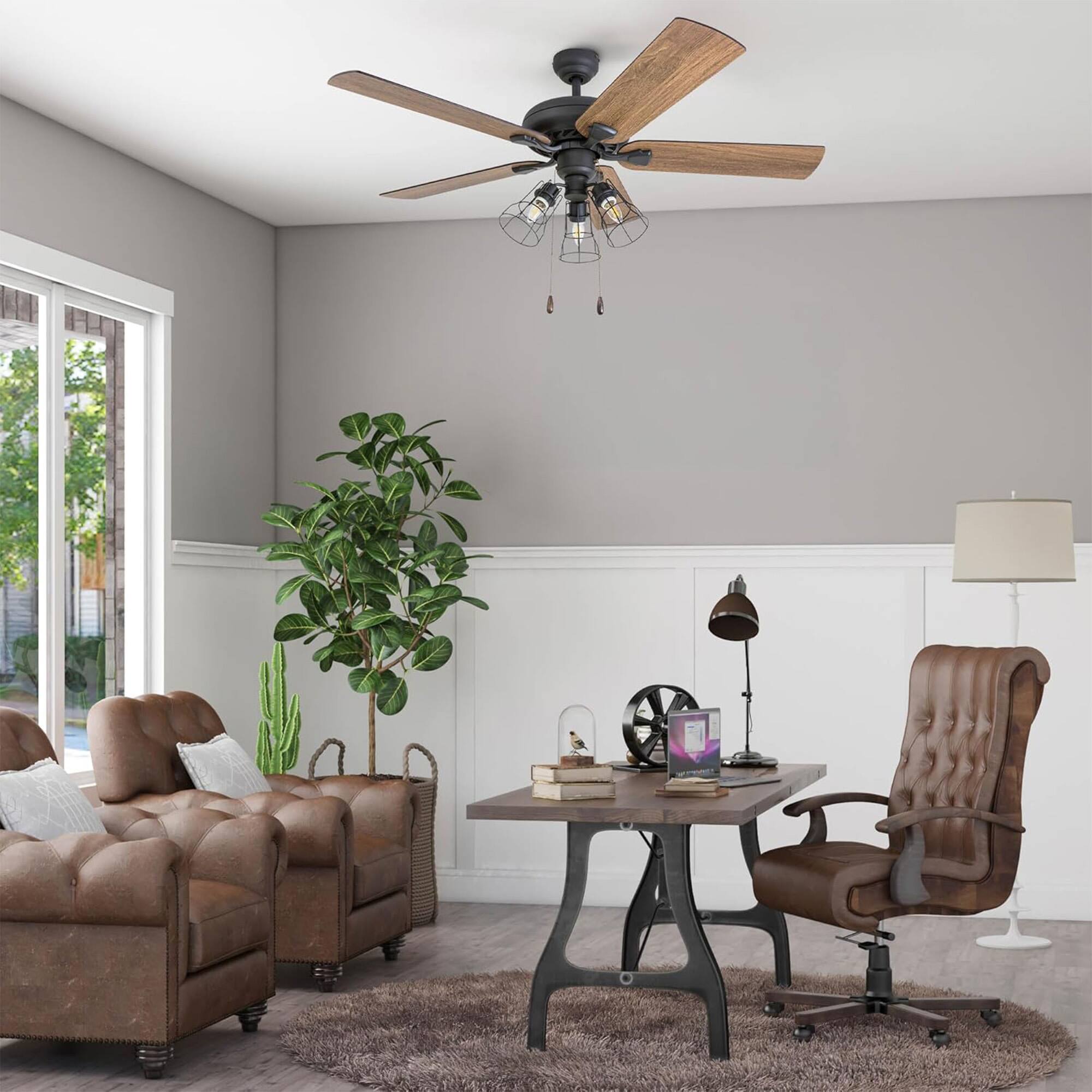 Alt View 7. Prominence Home - Prominence Home Lincoln Woods 52" Ceiling Fan with Pull Chain & Remote, Bronze - Bronze.