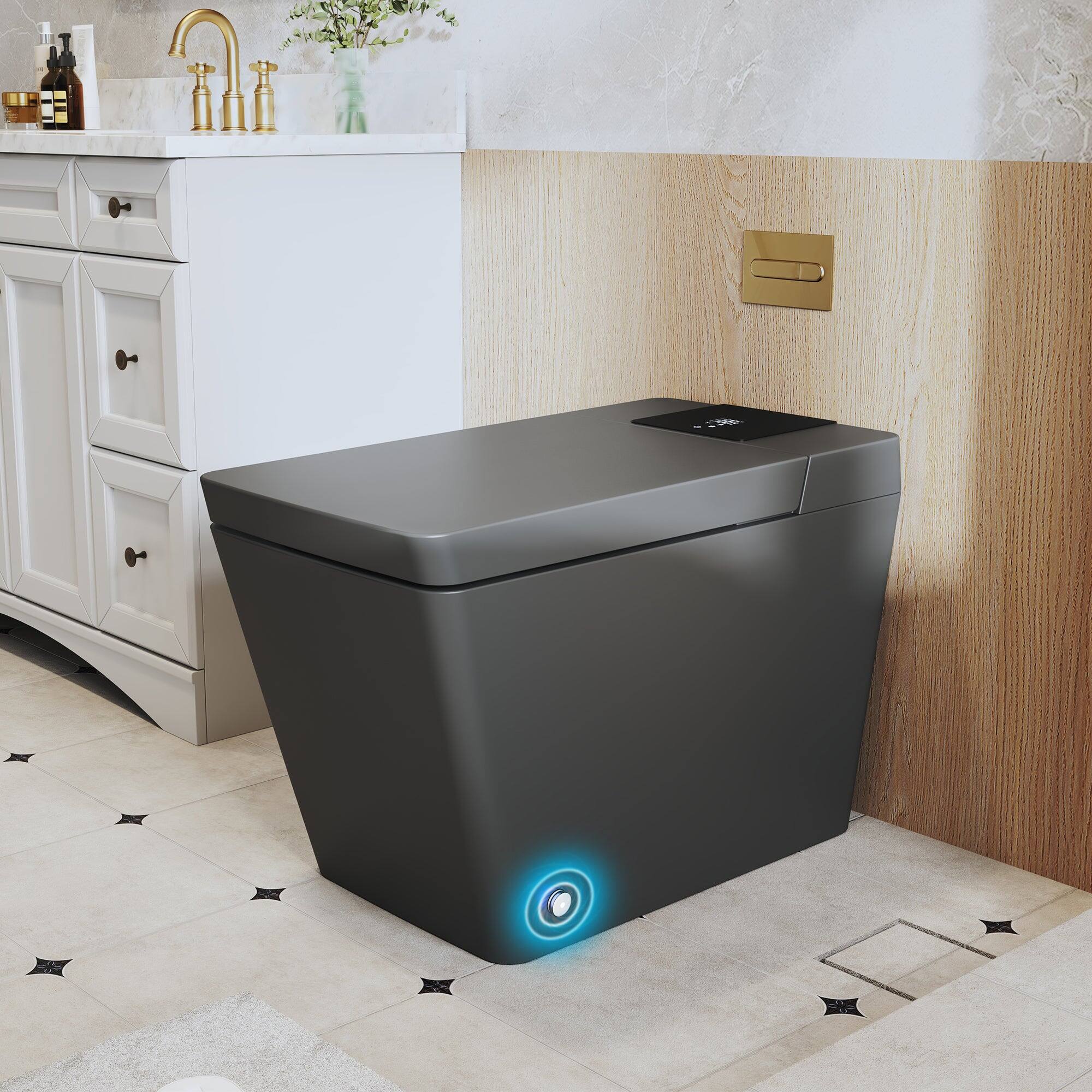 Alt View 2. Boyel Living - Smart Toilet Flagship Model Heated Seat Multi Wash Radar Sensor Auto Flush with Remote - Gray.
