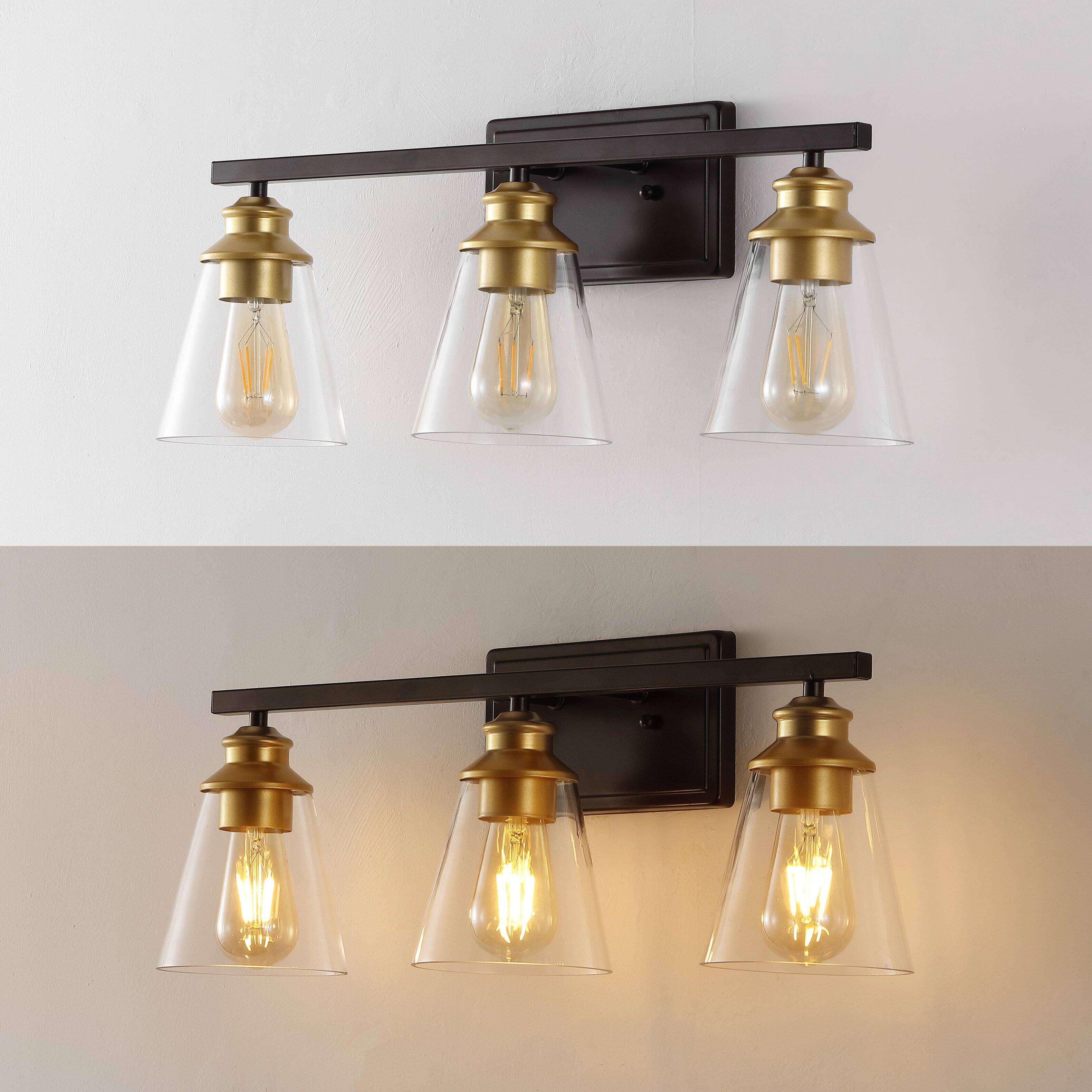 Alt View 5. Jonathan Y - Arlo 22.88" 3-Light Classic Vanity Light with Bathroom Hardware Accessory Set, Oil Rubbed Bronze/Gold Painting (5-Piece) - Oil Rubbed Bronze/Gold Painting.