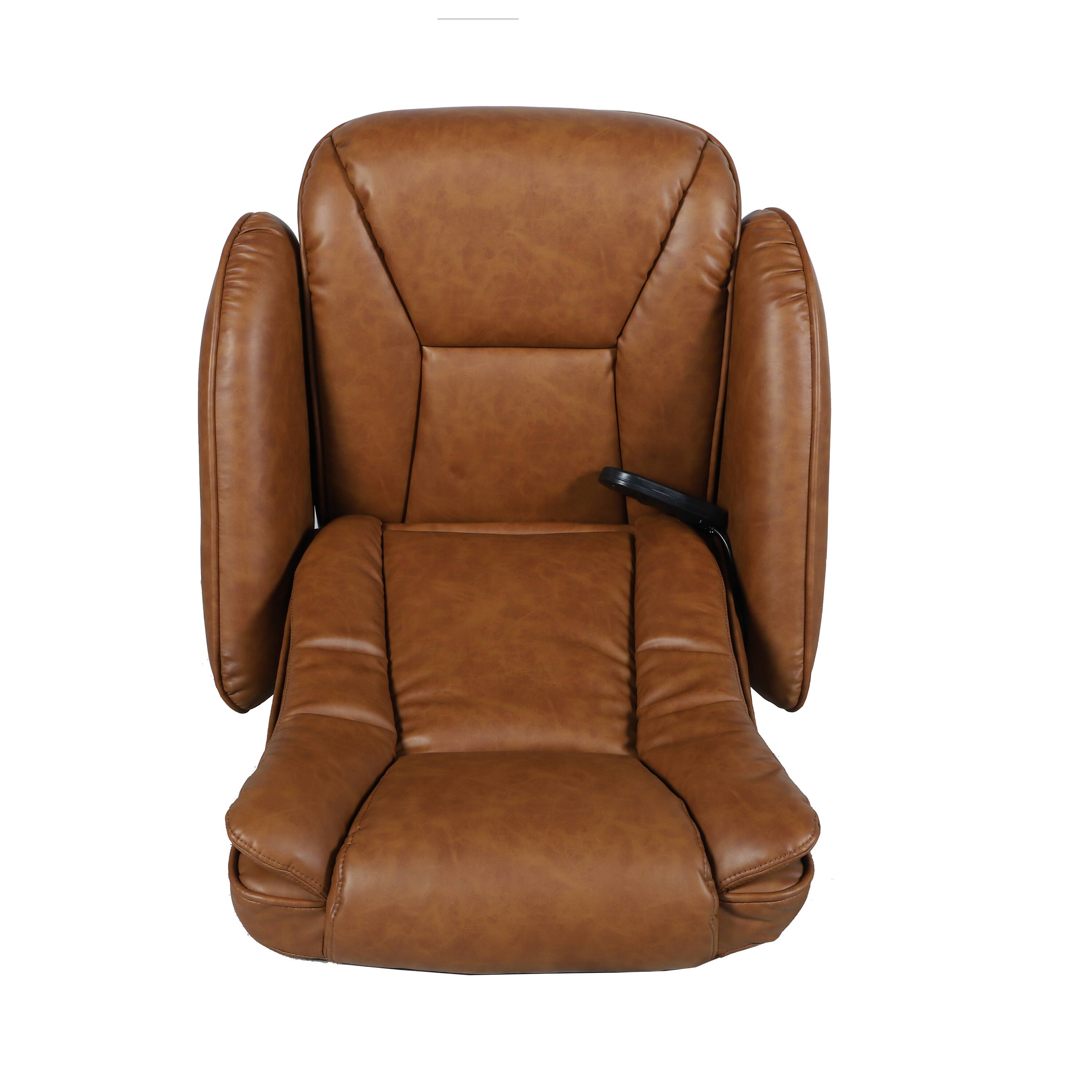 Alt View 10. Emma + Oliver - Massaging Multi-Position Plush Recliner with Side Pocket and Ottoman - Brown.