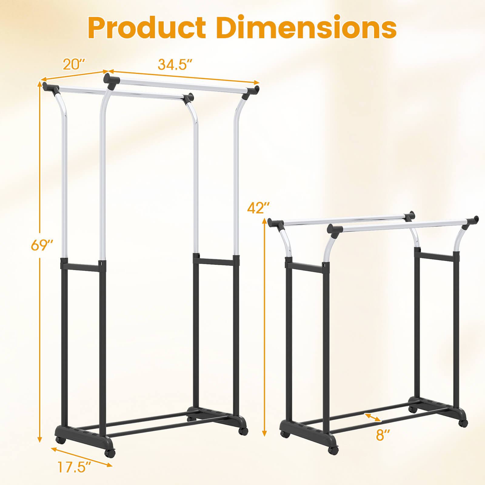 Product Dimensions: 20" x 34.5" x 42" x 69" x 8" x 17.5"