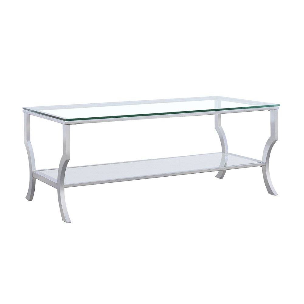 Front. Coaster Co. of America - Saide Rectangular Glass Top Coffee Table Chrome - Silver.