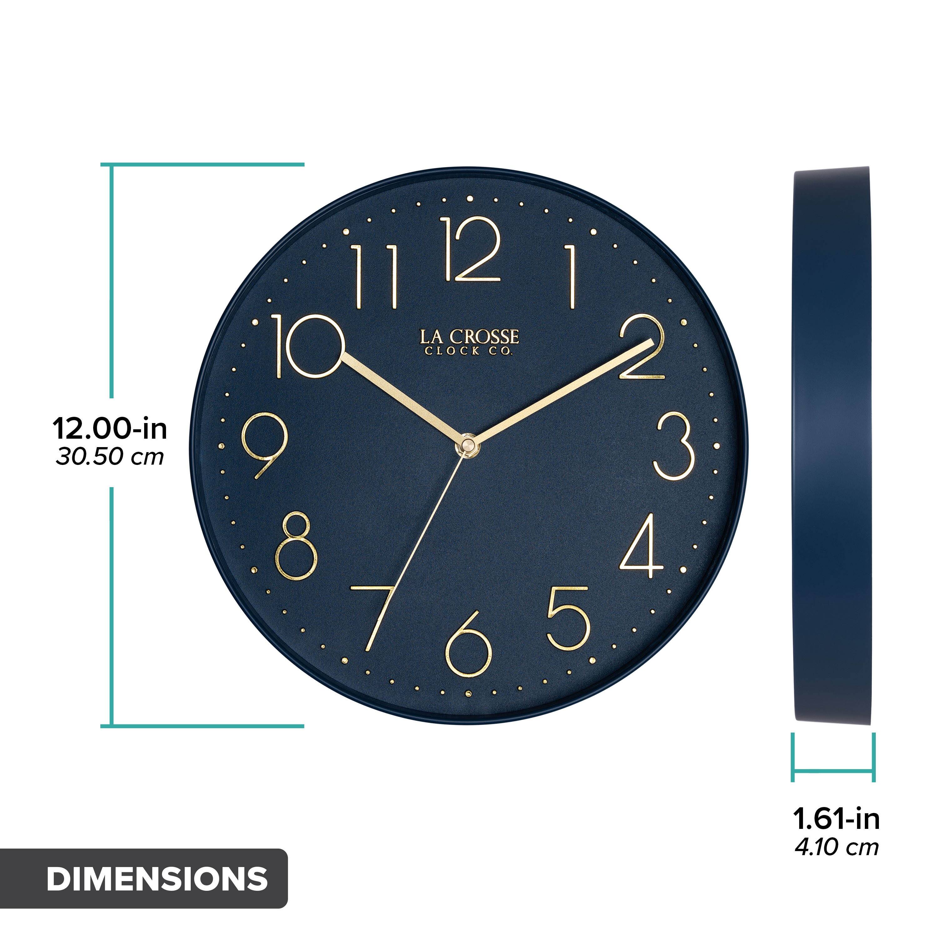 11 12 I LA CROSSE CLOCK CO. 1 2 12.00-in 30.50 cm 9 3 8 4 7 6 5 DIMENSIONS I 1.61-in 4.10 cm