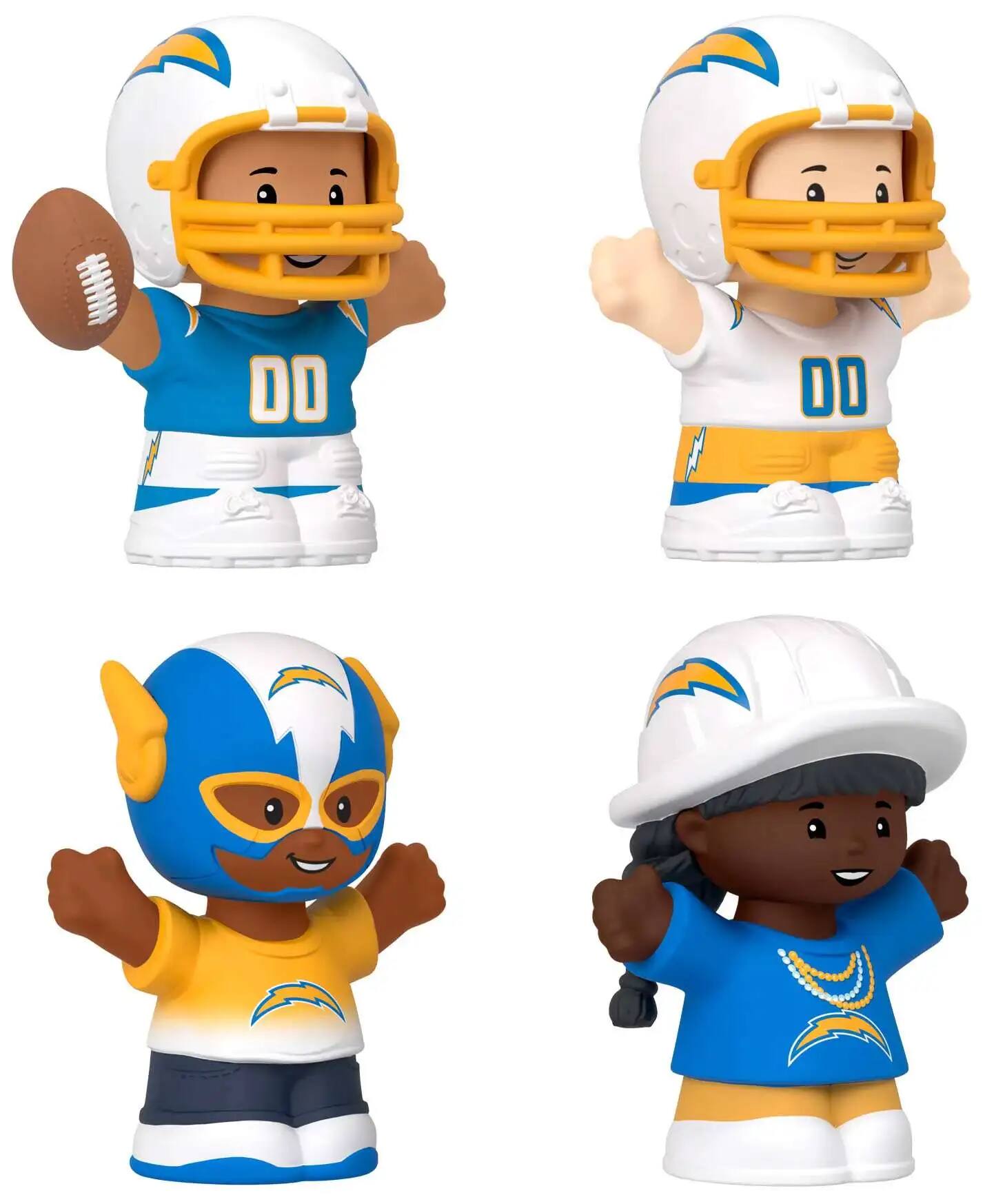 Alt View 1. Fisher Price - Fisher Price Little People x NFL Collector Los Angeles Chargers Figure 4-Pack - Gold.