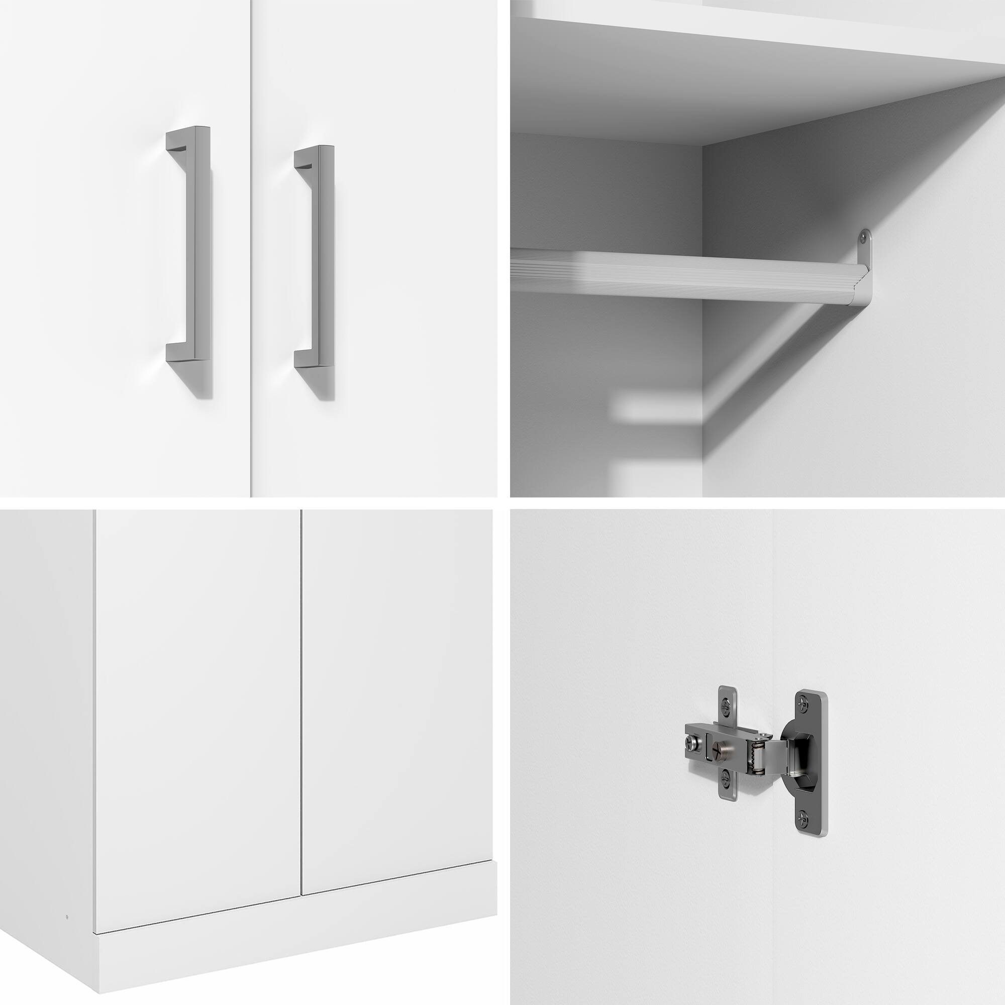 Alt View 2. Furinno - Robin Wardrobe Cabinet, Wardrobe Closet with Hanging Rod - White.