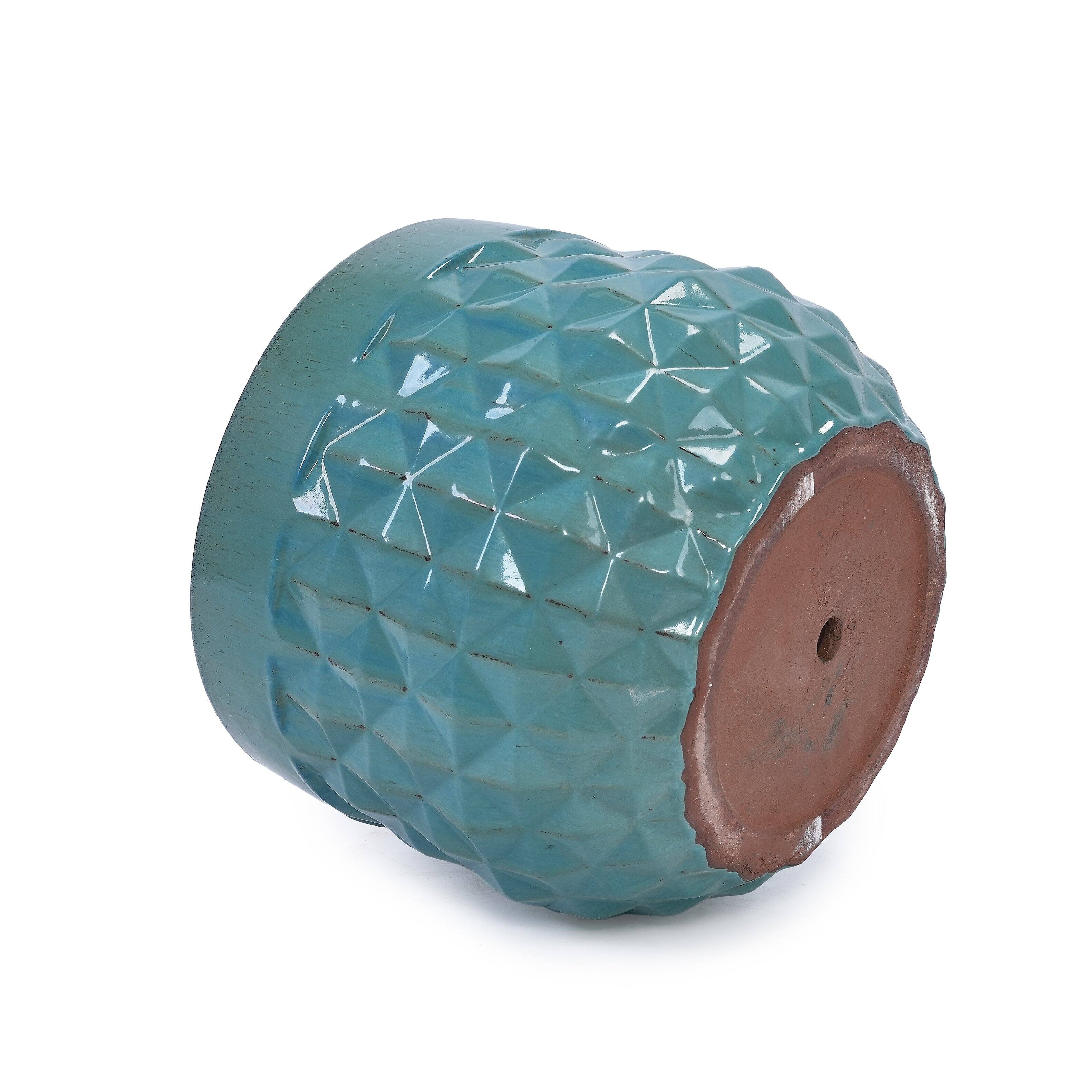 Alt View 10. Loheer - Loheer Ceramic Planter Set, Hand Glazed Teal Planter Set of 3 with Drainage Holes for Patio Herbs Succulents.
