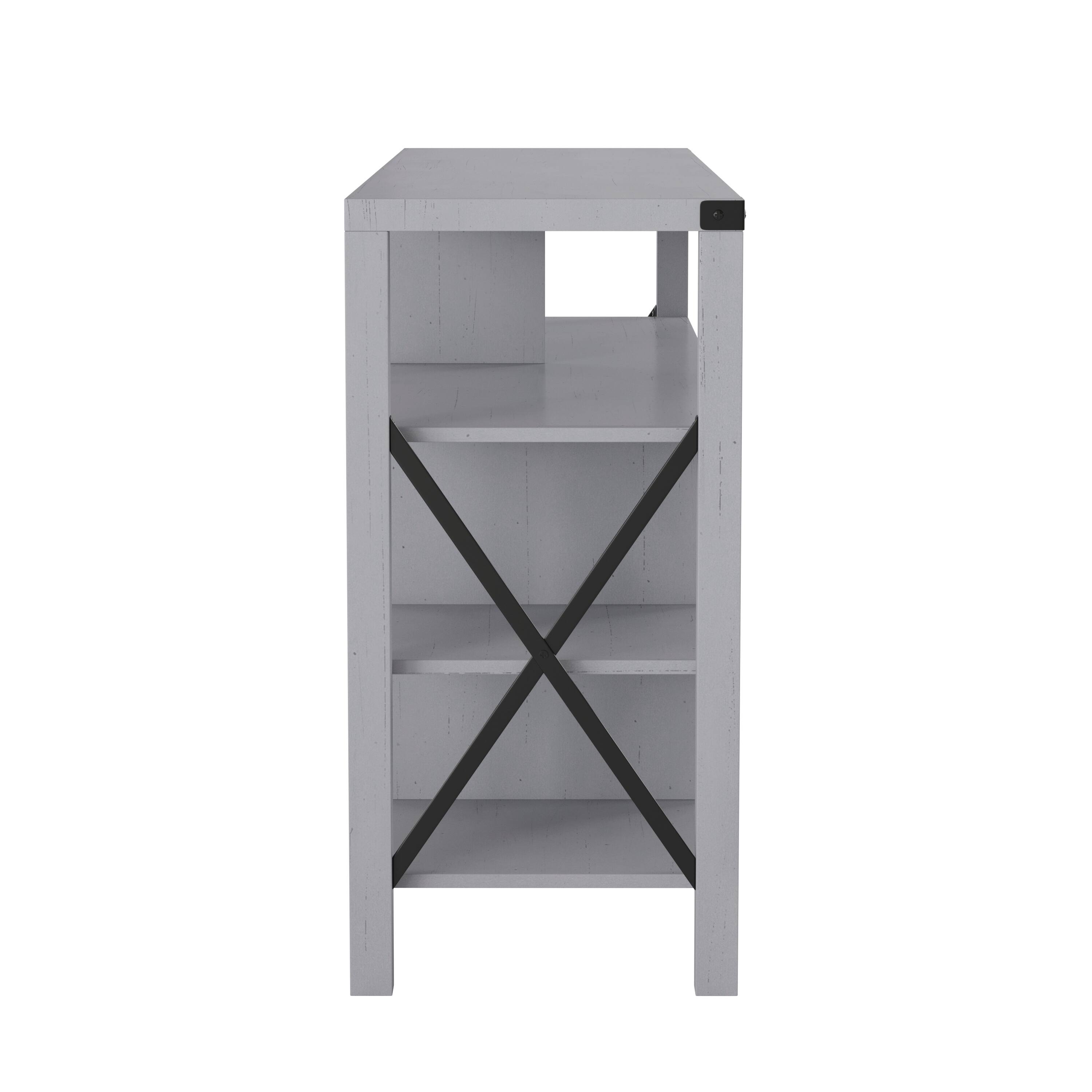 Alt View 8. Emma + Oliver - Marella Modern Rustic Farmhouse Media Console Cabinet with Spacious Open and Closed Storage - Coastal Gray.