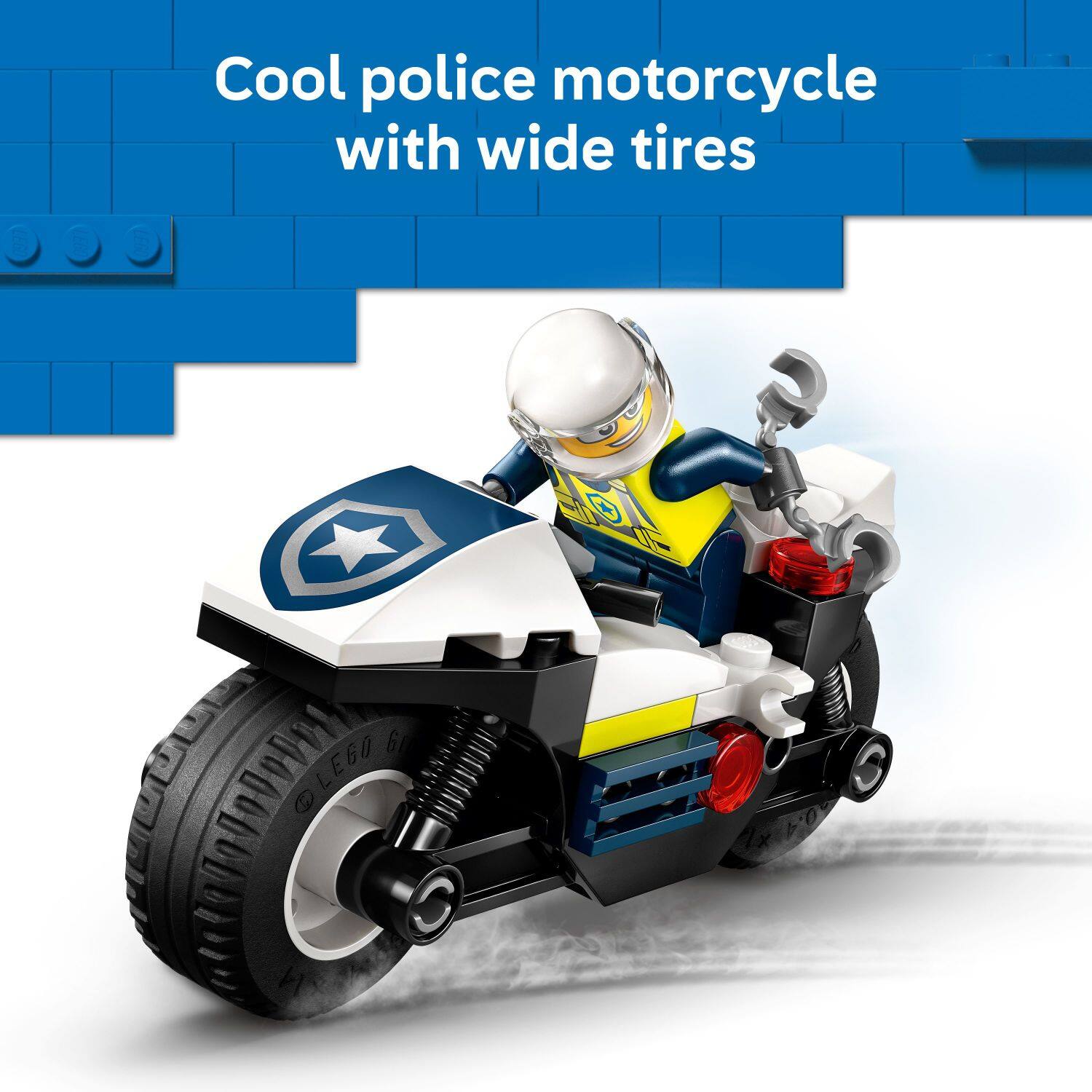 Cool police motorcycle with wide tires LEGO