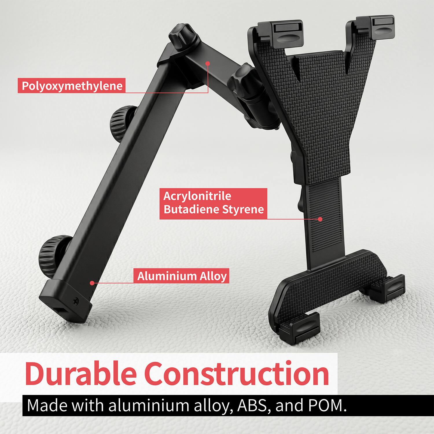 Polyoxymethylene  
Acrylonitrile Butadiene Styrene  
Aluminium Alloy  
Durable Construction  
Made with aluminium alloy, ABS, and POM.