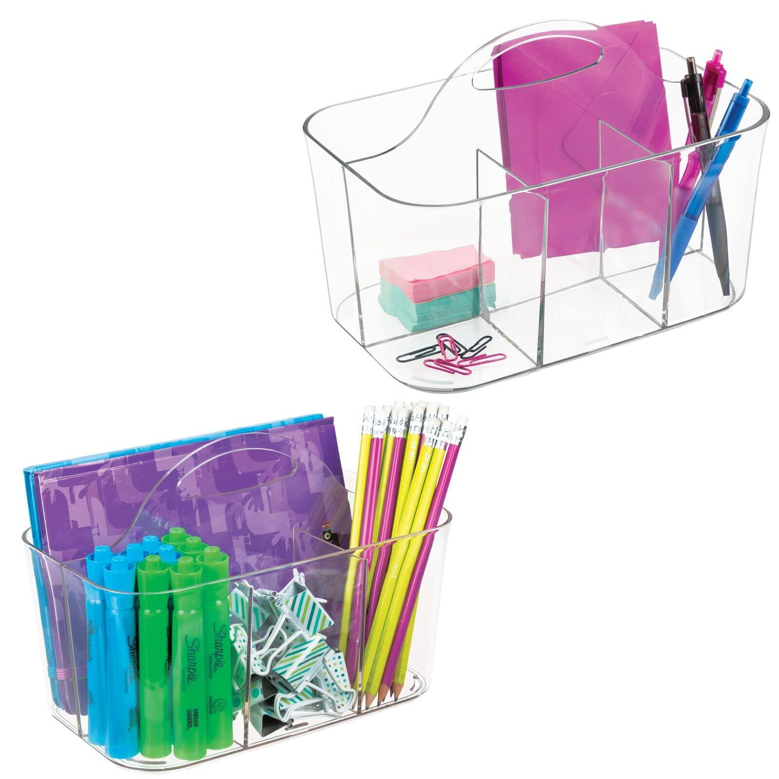Earthley Blooms - Plastic Office Storage Organizer Utility Tote Handle Cabinets Desks Workspaces Holds Desktop Supplies Penci...