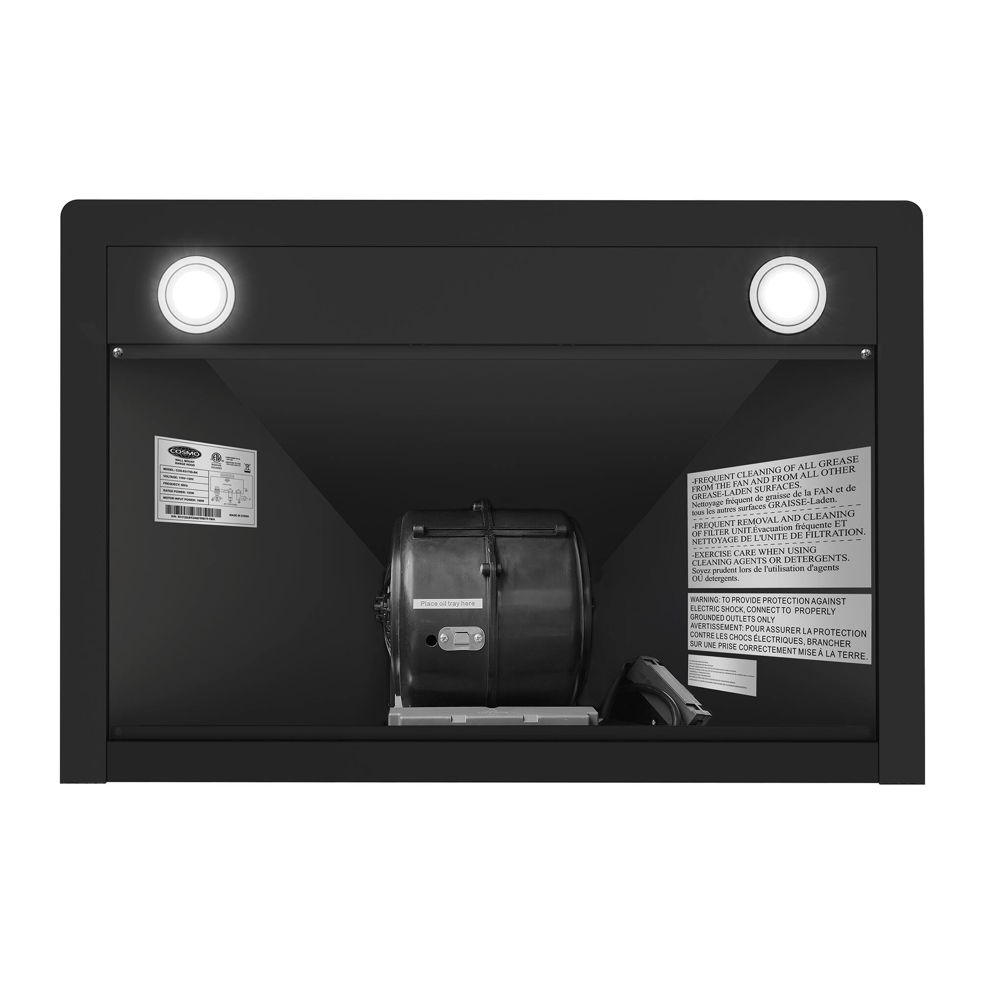 **Frequent Cleaning of All Grease from the Fan and Faces**

- Clean the fan and faces frequently to remove grease.
- Use a soft cloth and a mild detergent.
- Do not use harsh chemicals or abrasive cleaners.

**Frequent Cleaning of All Grease from the Unit**

- Clean the unit frequently to remove grease.
- Use a soft cloth and a mild detergent.
- Do not use harsh chemicals or abrasive cleaners.

**Warning: To Provide Protection Against Electric Shock**

- Connect to properly grounded outlets only.
- Ensure the unit is properly grounded to prevent electric shock.

**French Translation:**

- Nettoyage fréquent de la graisse de la face de la ventilation.
- Nettoyage fréquent de la graisse de l'unité.
- Avertissement : Pour assurer la protection contre les chocs électriques, branchez uniquement sur des prises à terre correctement mises à la terre.