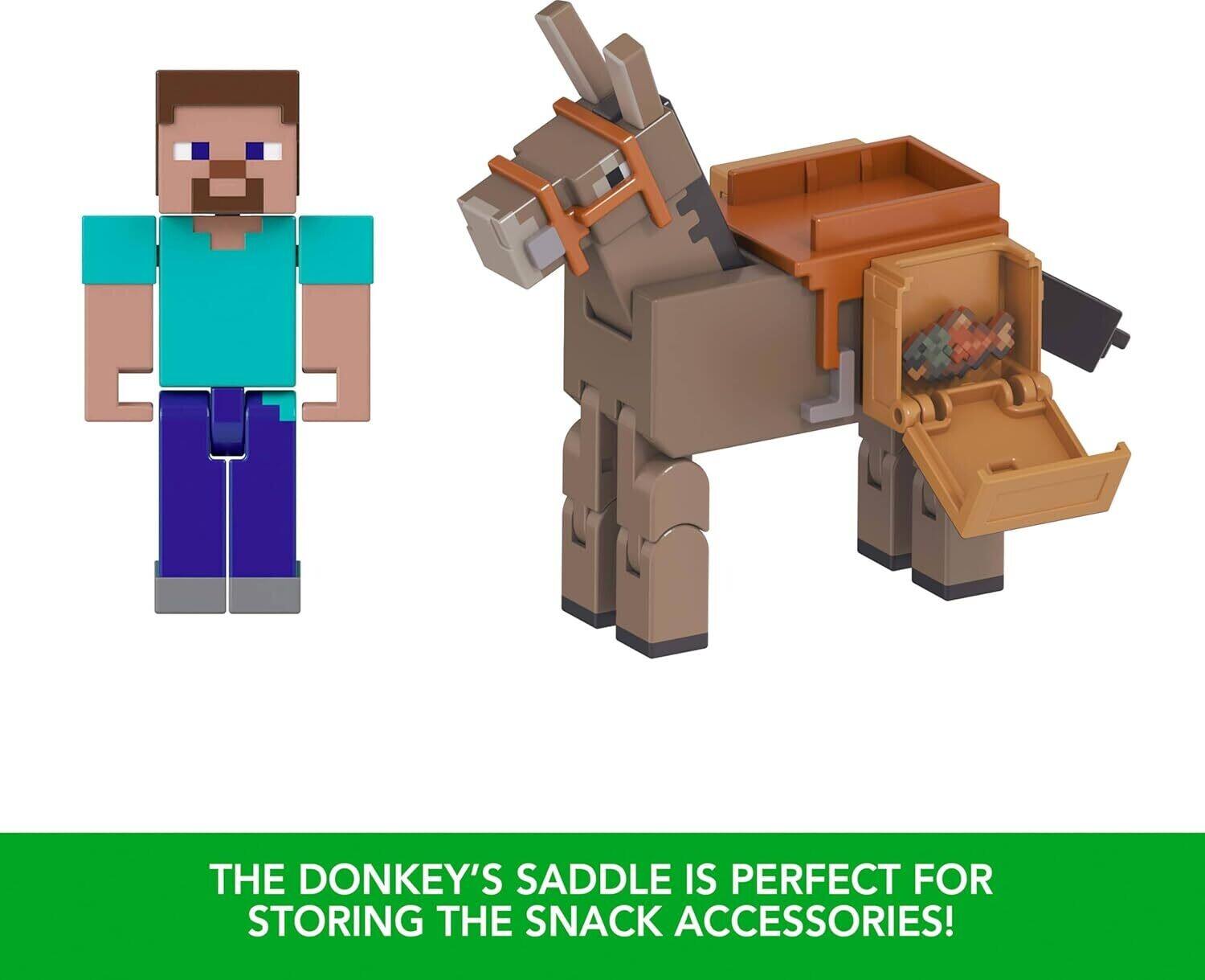 The donkey's saddle is perfect for storing the snack accessories!