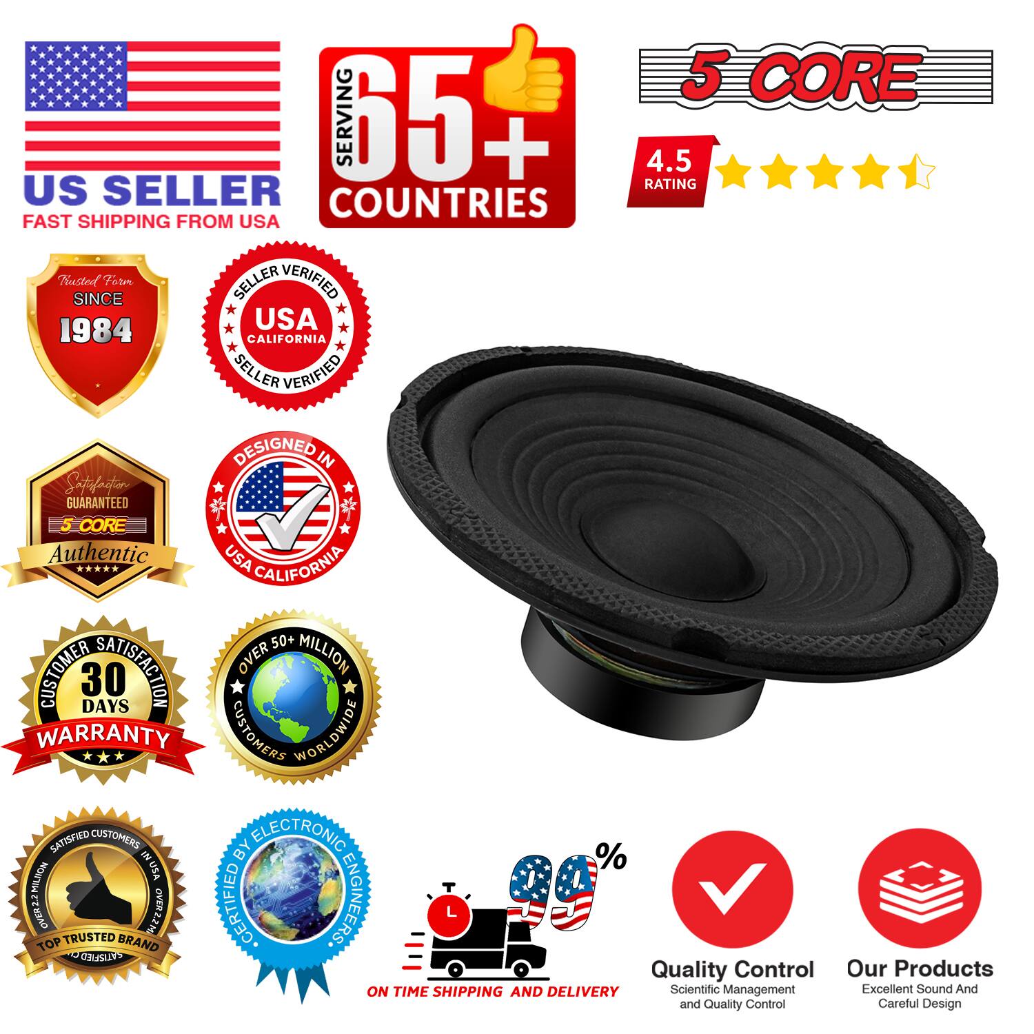 - US SELLER
- FAST SHIPPING FROM USA
- SERVING 65+ COUNTRIES
- 4.5 RATING
- Trusted Since 1984
- SELLER VERIFIED USA CALIFORNIA
- SELLER VERIFIED
- DESIGNED IN USA CALIFORNIA
- 5 CORE Authentic
- 30 DAYS WARRANTY
- OVER 50+ MILLION CUSTOMERS WORLDWIDE
- SATISFIED CUSTOMERS BY ELECTRONIC ENGINEERS
- TOP TRUSTED BRAND
- ON TIME SHIPPING AND DELIVERY
- Quality Control
  - Scientific Management and Quality Control
- Our Products
  - Excellent Sound And Careful Design
- 5 CORE