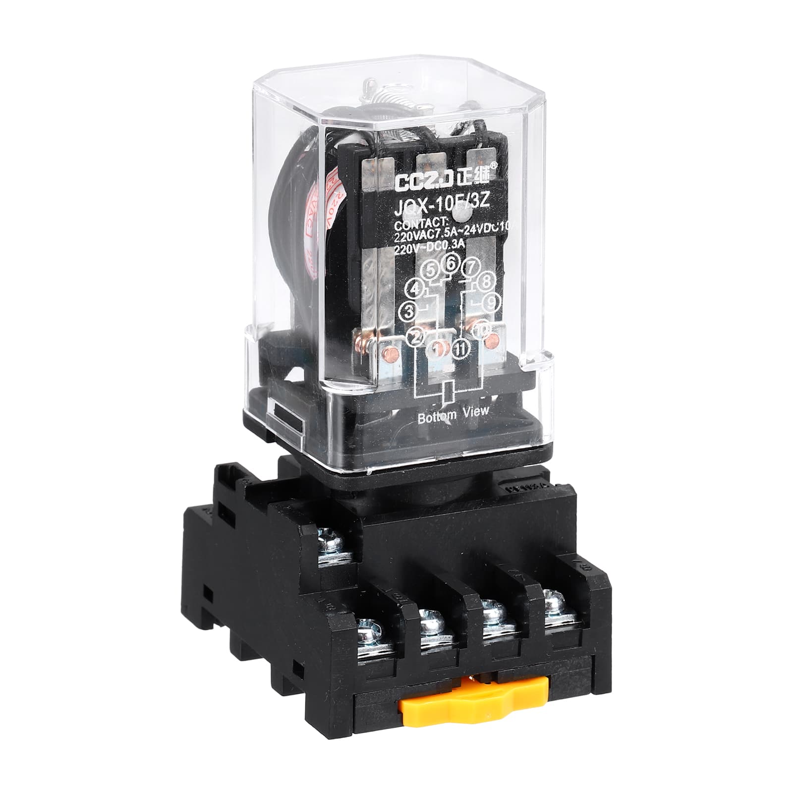 Unique Bargains - DPDT Electromagnetic Power Relay, AC 220V Coil 10A, 11 Pin MK2P-I Small Relay with Socket Base, 3NO/3NC JQX-10F/3Z - Black price history on PriceWatchPro