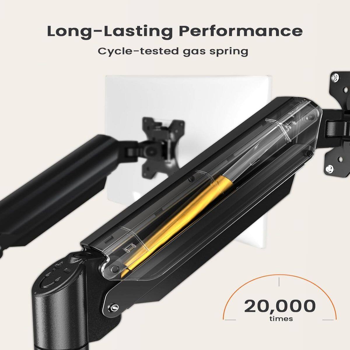 Long-Lasting Performance  
Cycle-tested gas spring  
20,000 times
