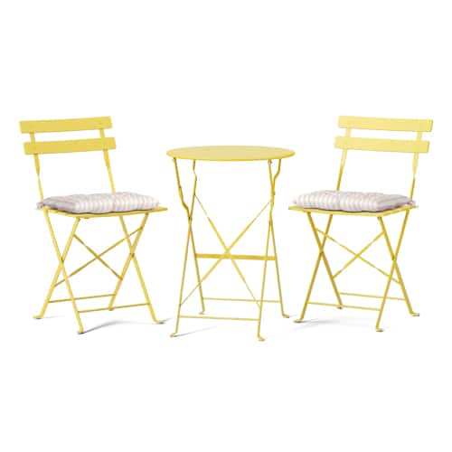 Winado - 3 PCS Folding Bistro Table Chairs Dining Set with Seat Cushions for In/Outdoor - Yellow