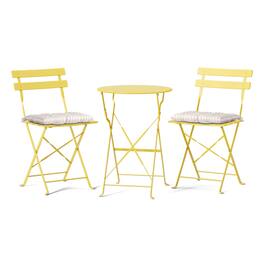 Winado - 3 PCS Folding Bistro Table Chairs Dining Set with Seat Cushions for In/Outdoor - Yellow