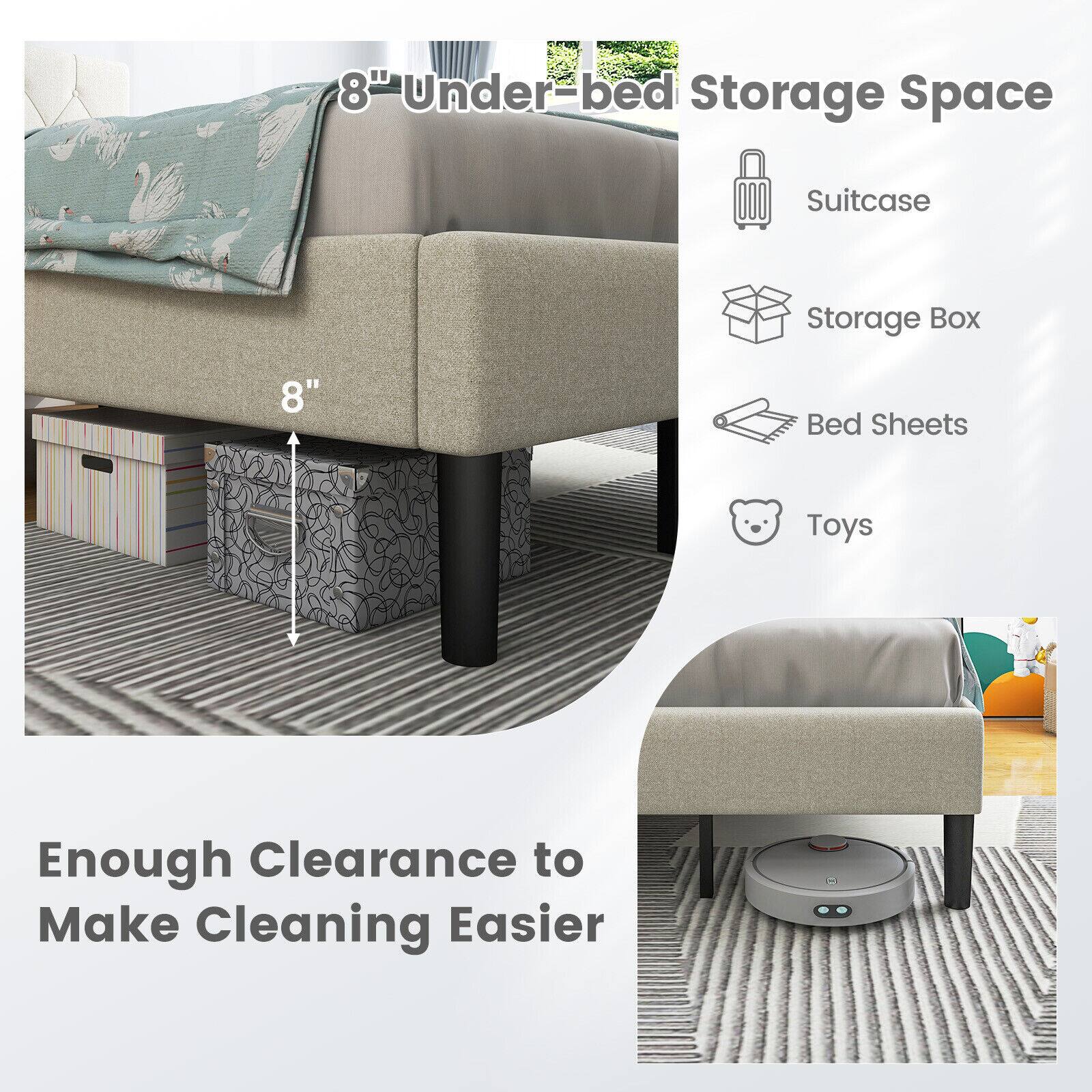 8" Under-bed Storage Space, Suitcase, Storage Box, 8" Bed Sheets, Toys, Enough Clearance to Make Cleaning Easier