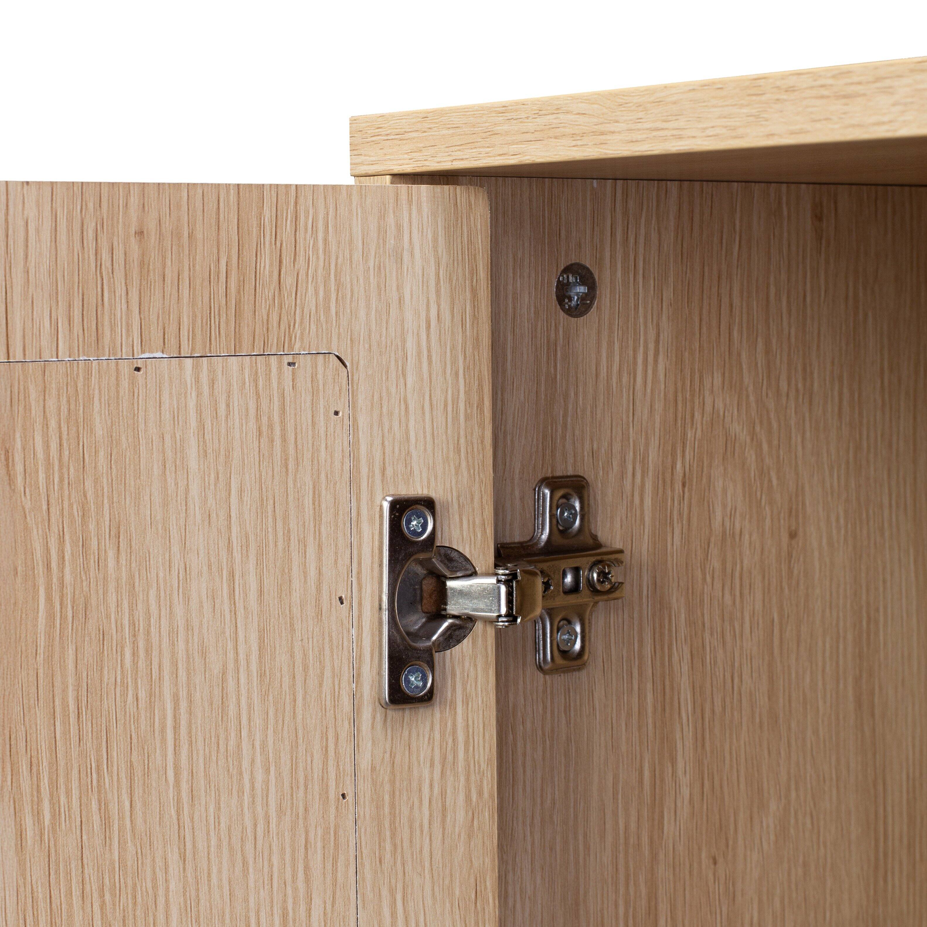 Alt View 7. CorLiving - CorLiving Freya Engineered Wood Sideboard with 3 Arched Rattan Doors and 4 Internal Shelves - Light Brown.